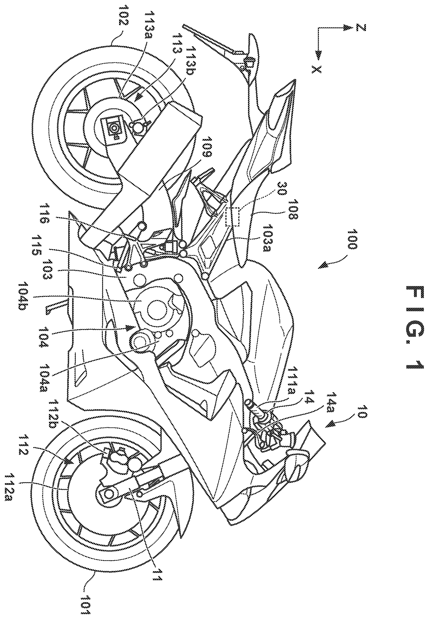 Patent US12139230 Figure 1 – Straddle type vehicle and control unit for steering torque damping