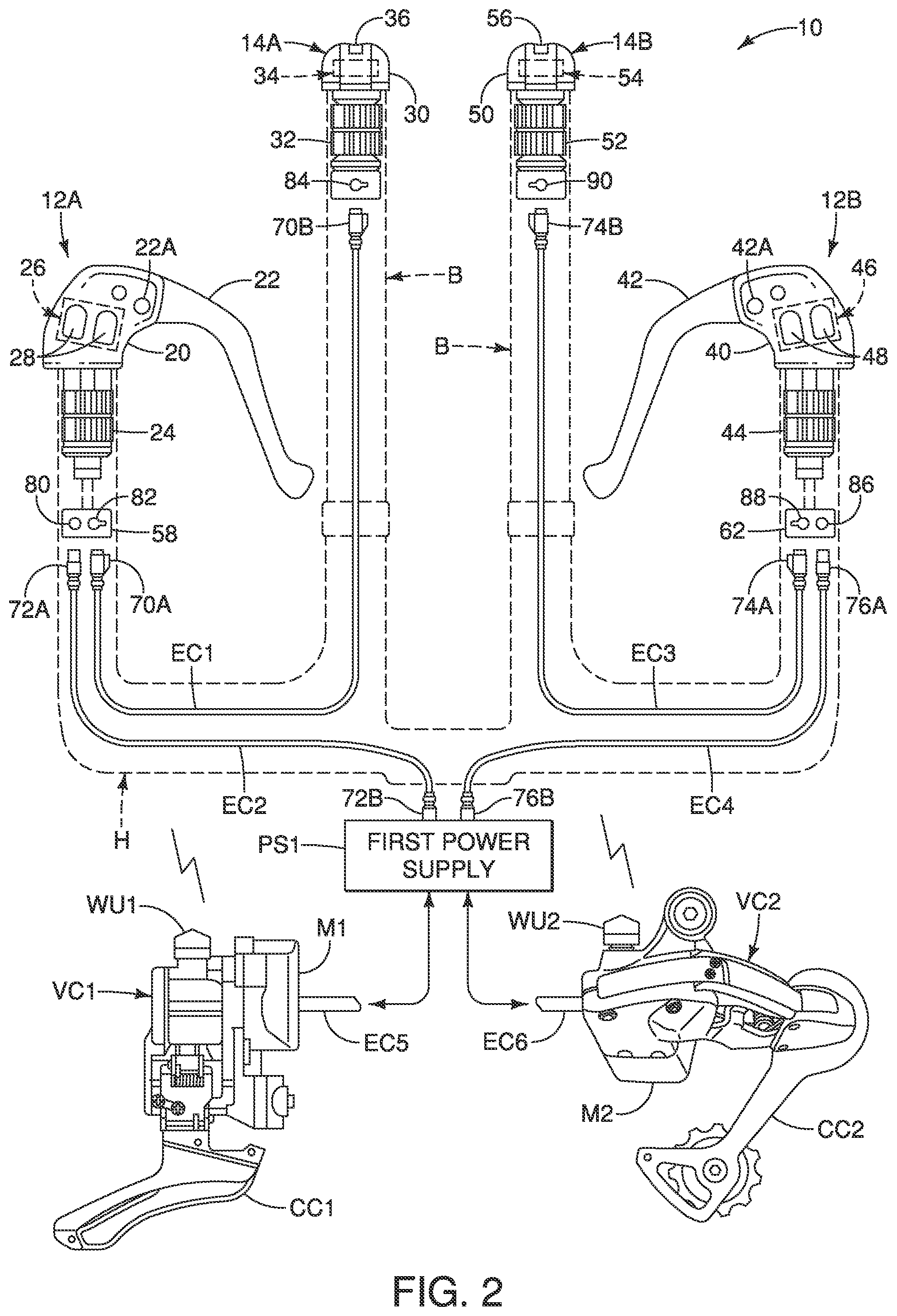Patent US12139232 Figure 2 – Control system for human-powered vehicle