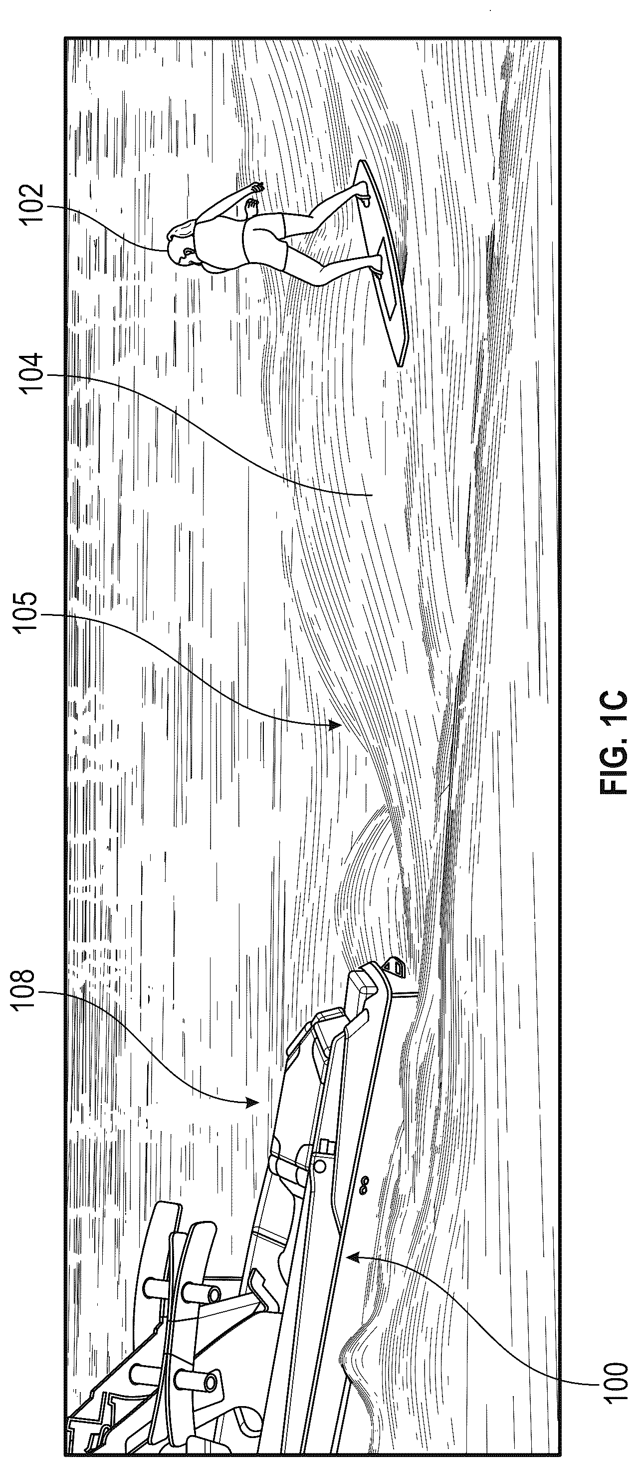Patent US12139236 Figure 3 – Water sports boat with foil displacement system