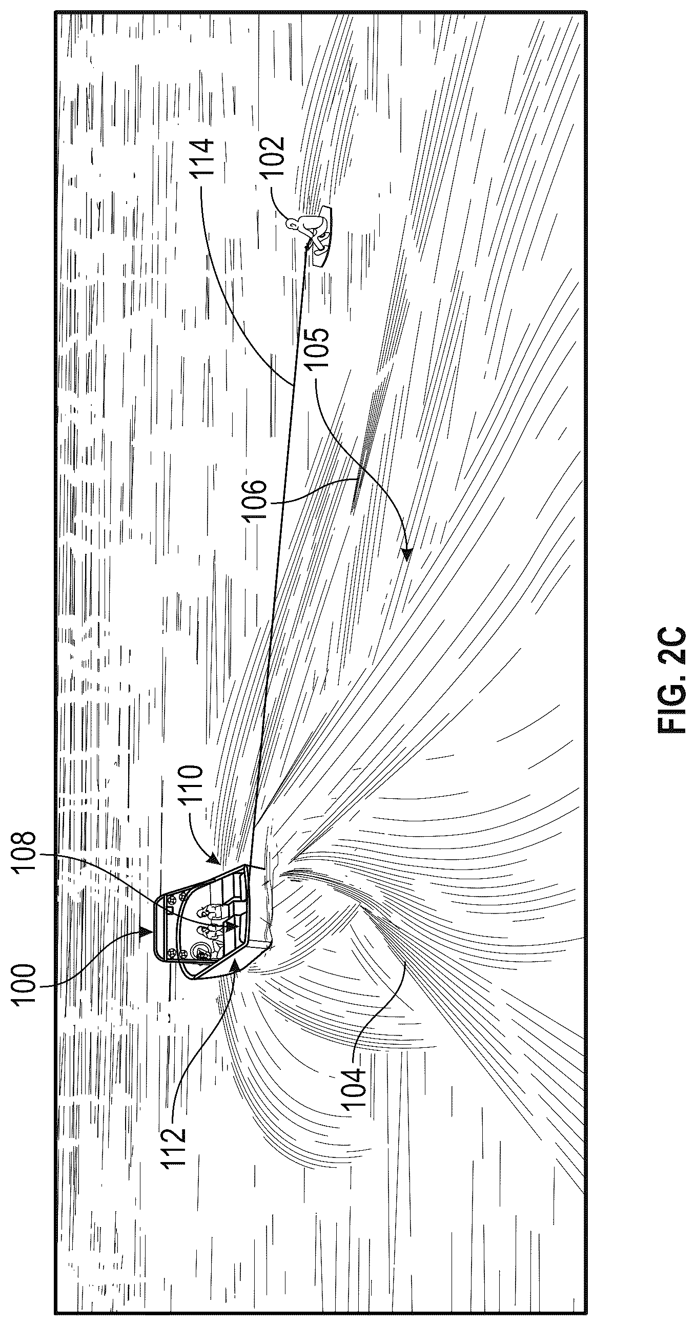 Patent US12139236 Figure 6 – Water sports boat with foil displacement system