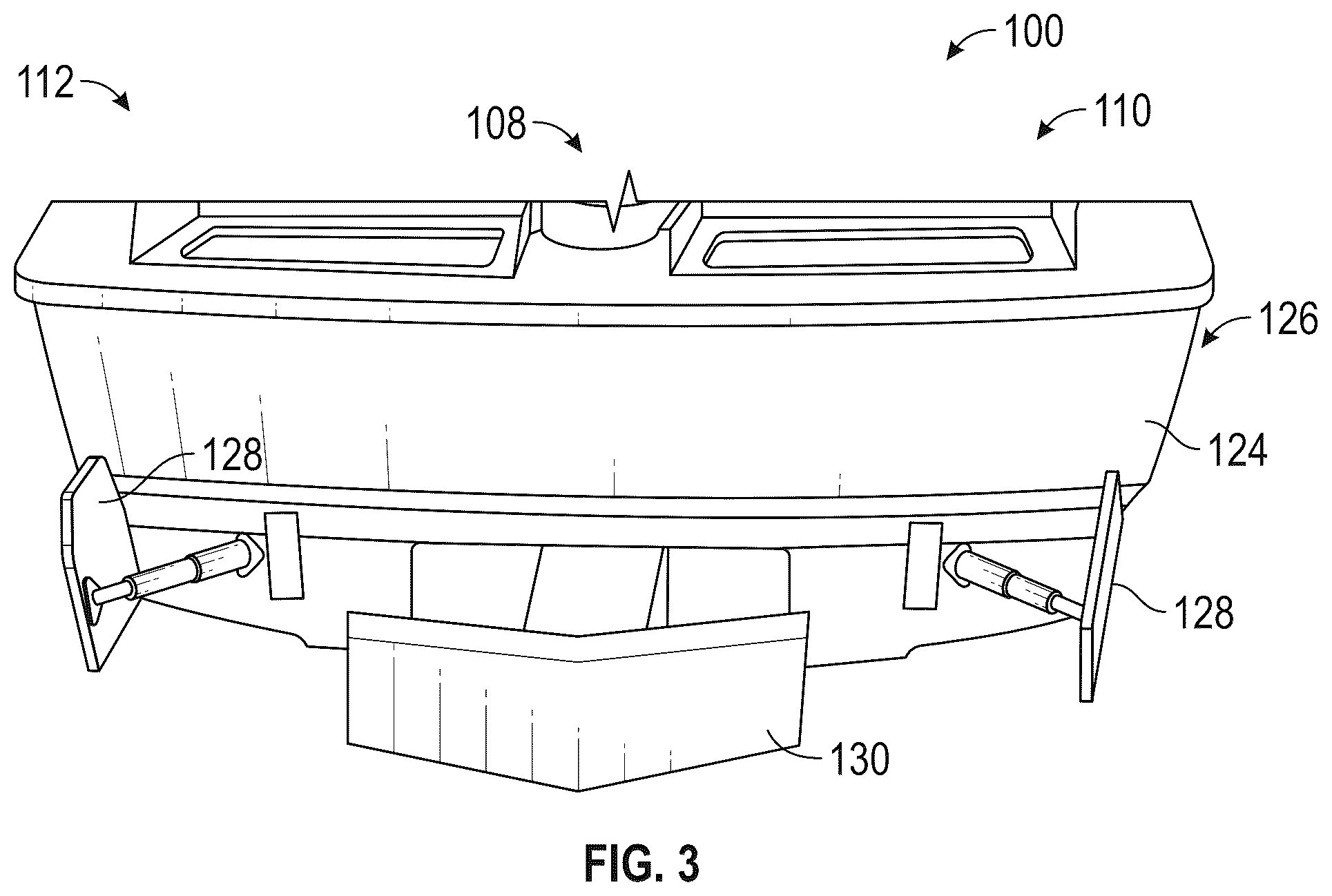 Patent US12139236 Figure 7 – Water sports boat with foil displacement system