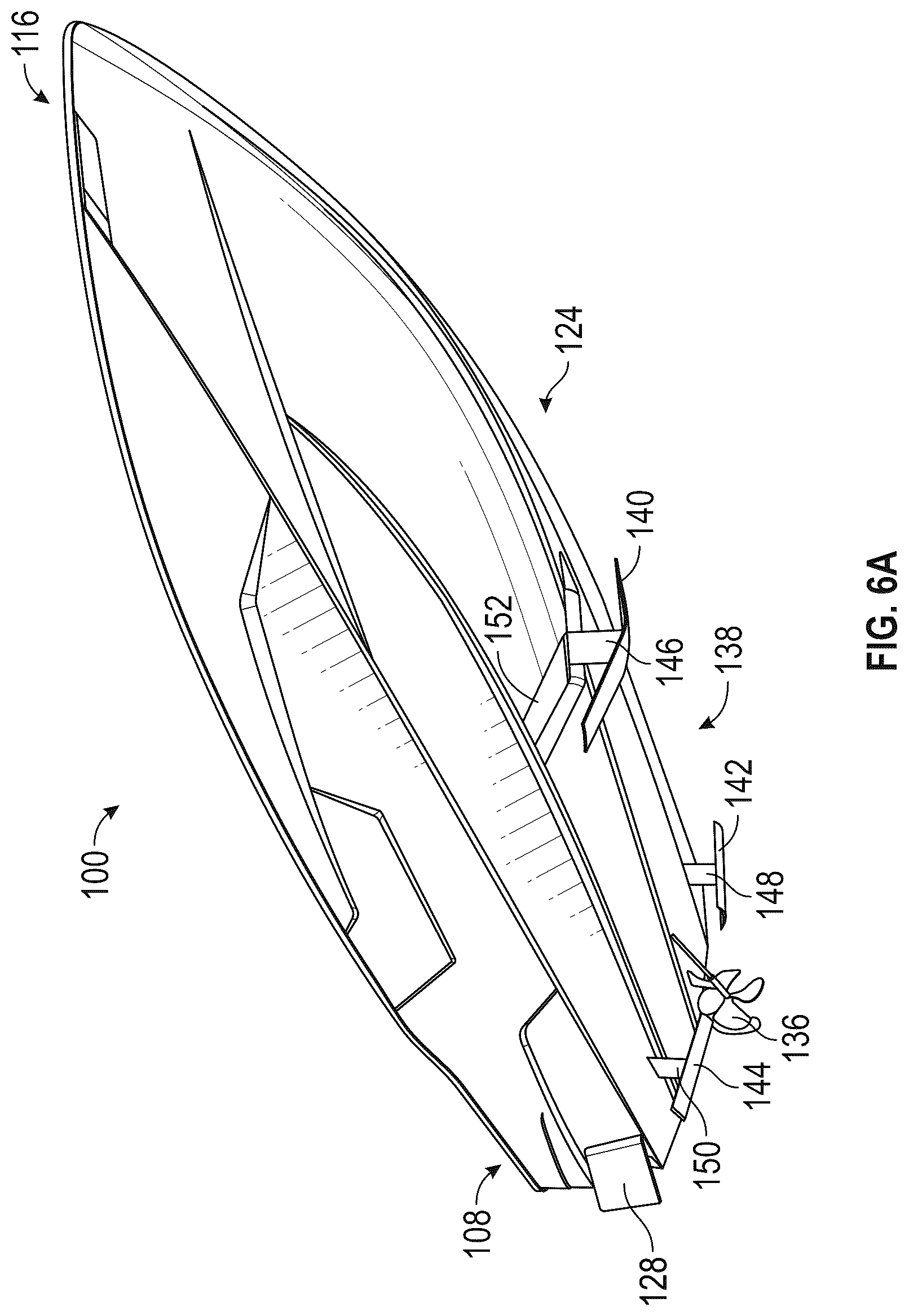 Patent US12139236 Figure 10 – Water sports boat with foil displacement system