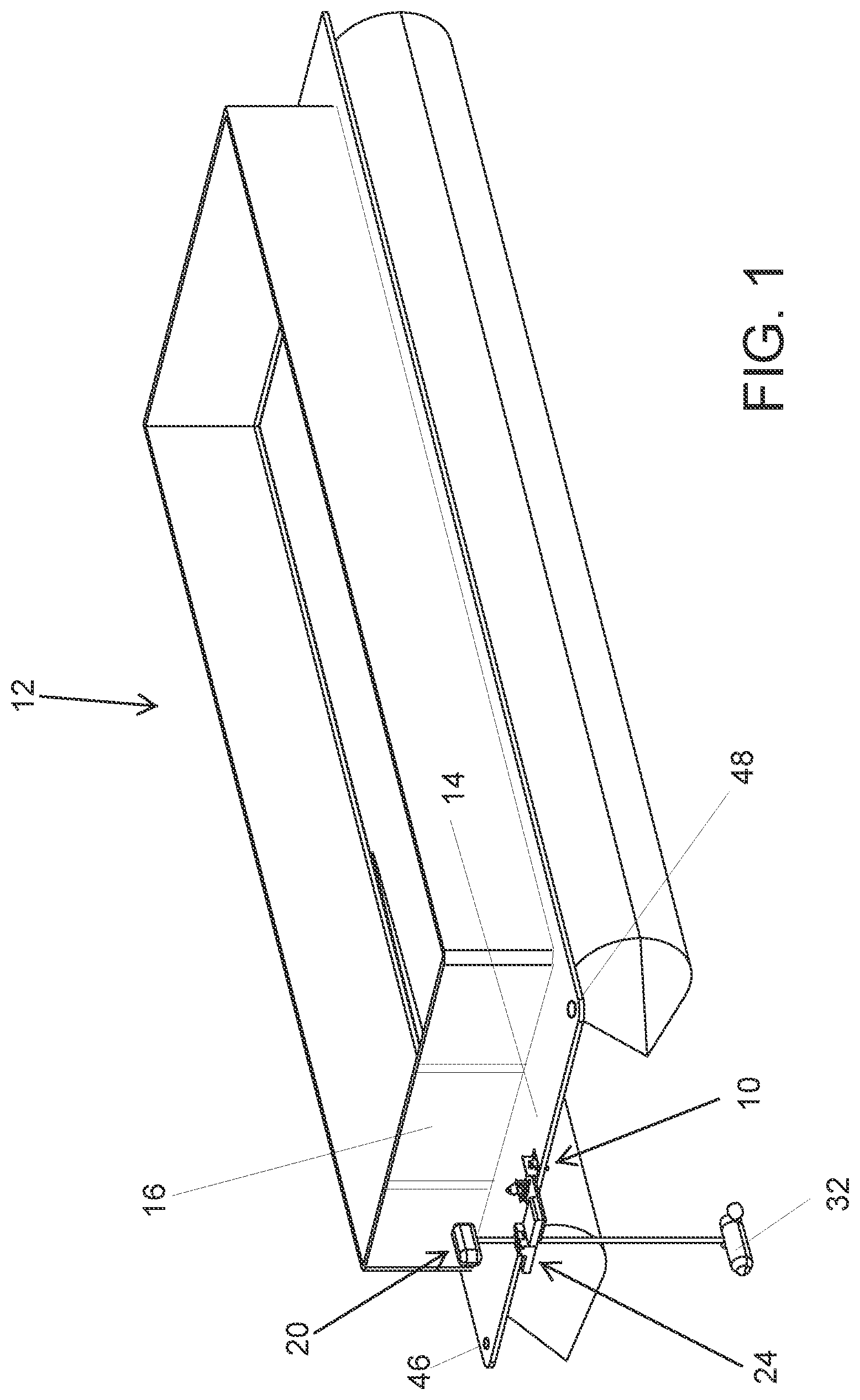 Patent US12139245 Figure 1 – Trolling motor pontoon mount