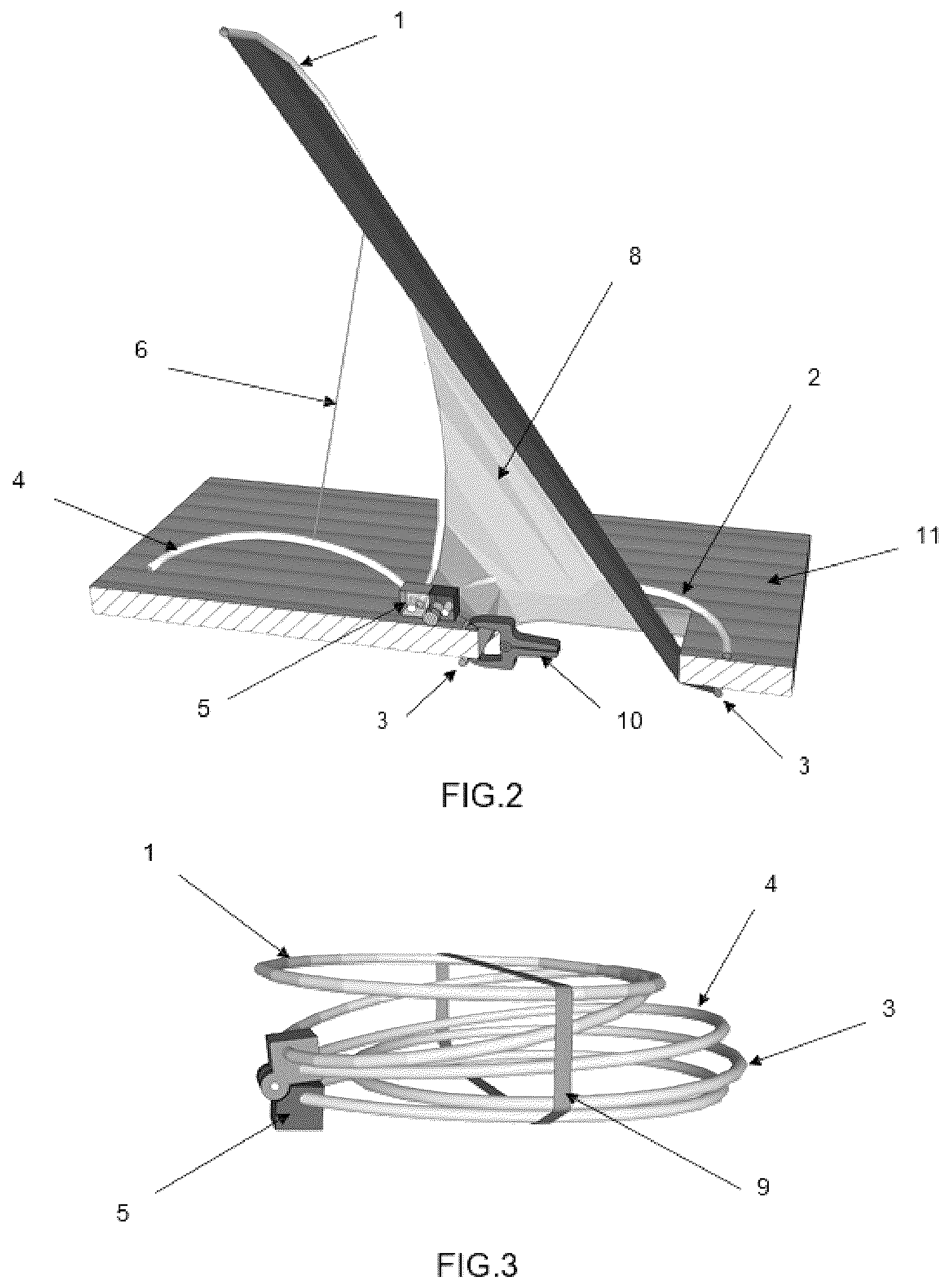 Patent US12139248 Figure 2 – Fabric air shaft ventilator with instant opening and fastening for boats