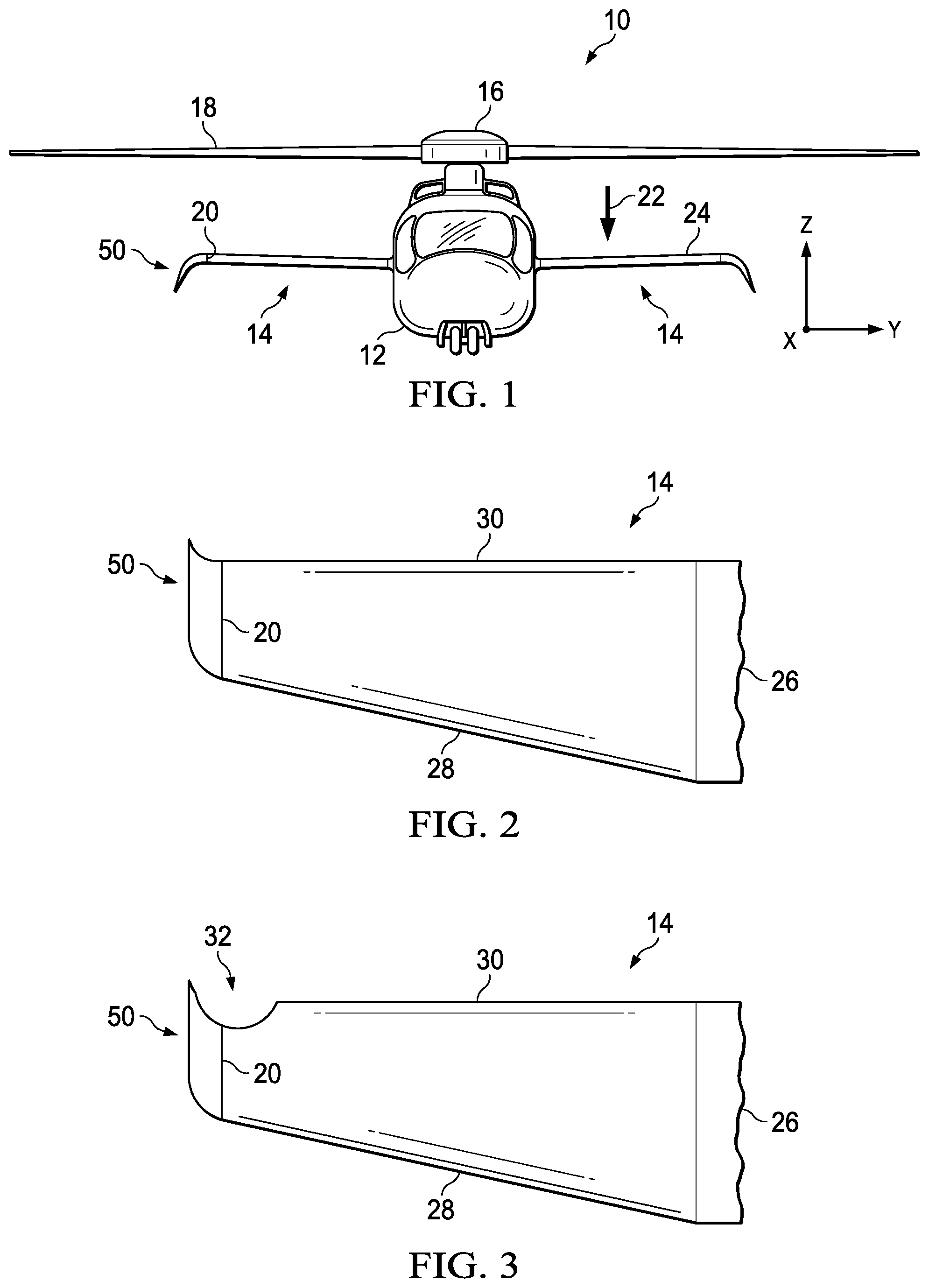 Patent US12139251 Figure 1 – Download reducing winglets for aircraft having a rotor producing downwash and method of operating the same