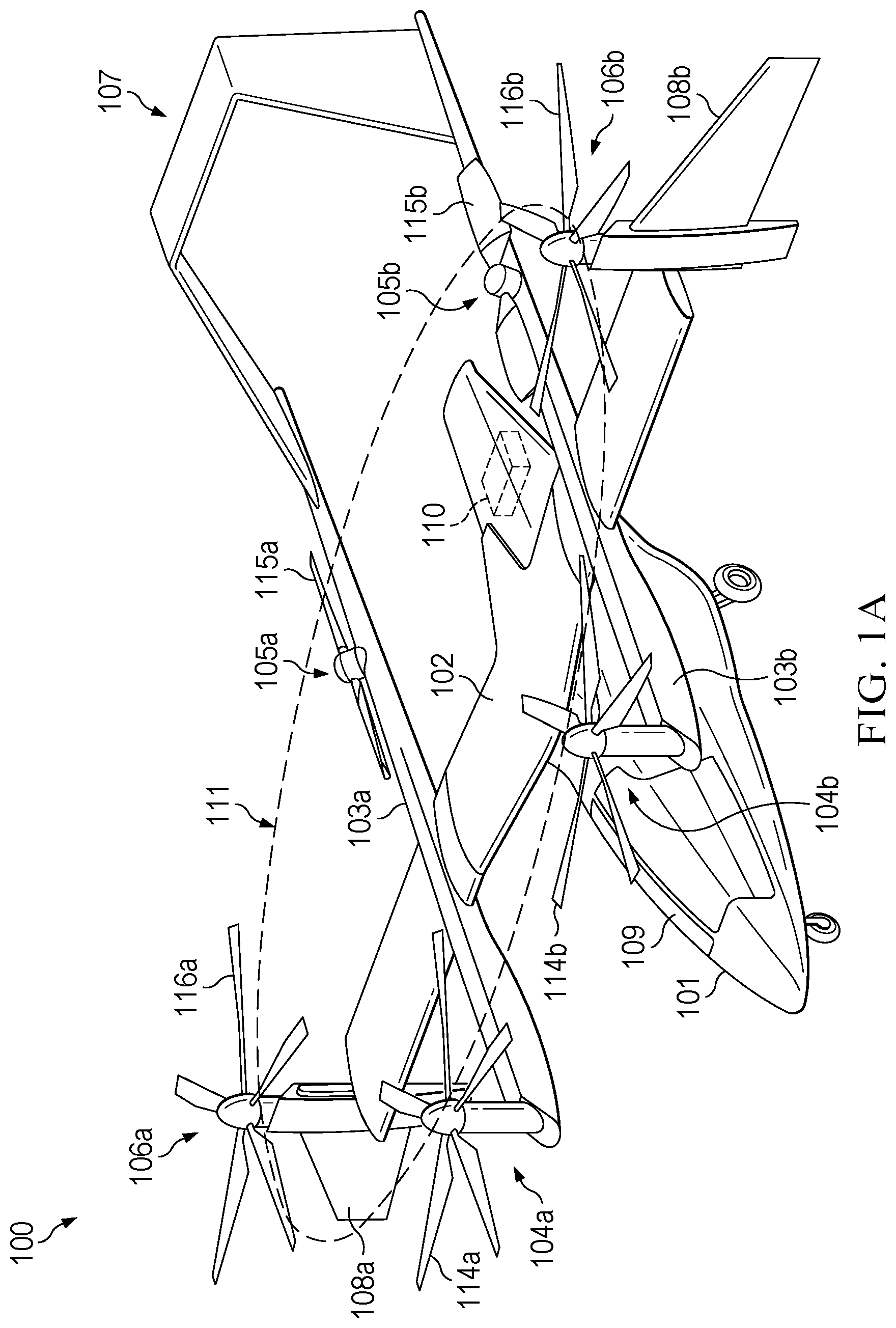 Patent US12139253 Figure 1 – Tiltrotor aircraft control system