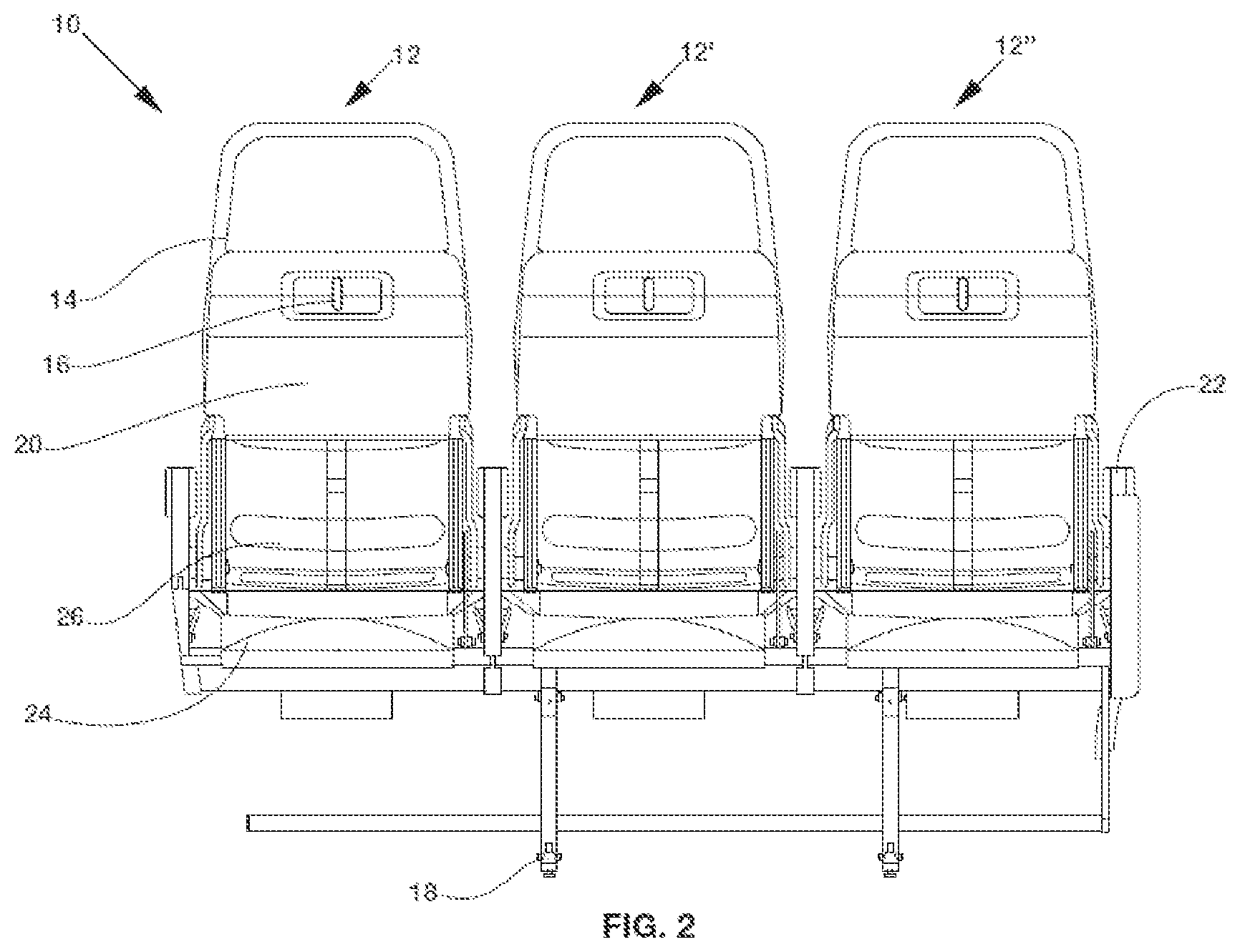 Patent US12139258 Figure 2 – Seat system having a solenoid-actuated recline lever