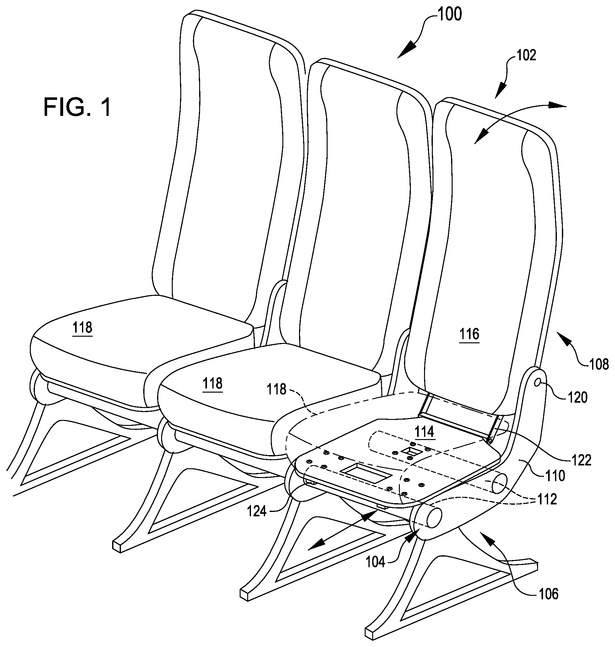Patent US12139259 Figure 1 – Flat sandwich panel articulating bottom pan