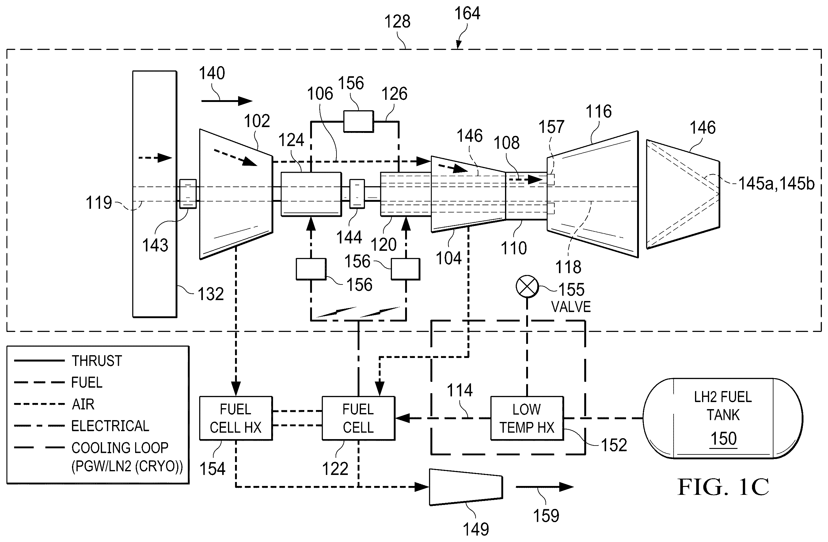 Patent US12139264 Figure 3 – Hybrid electric hydrogen fuel cell engine