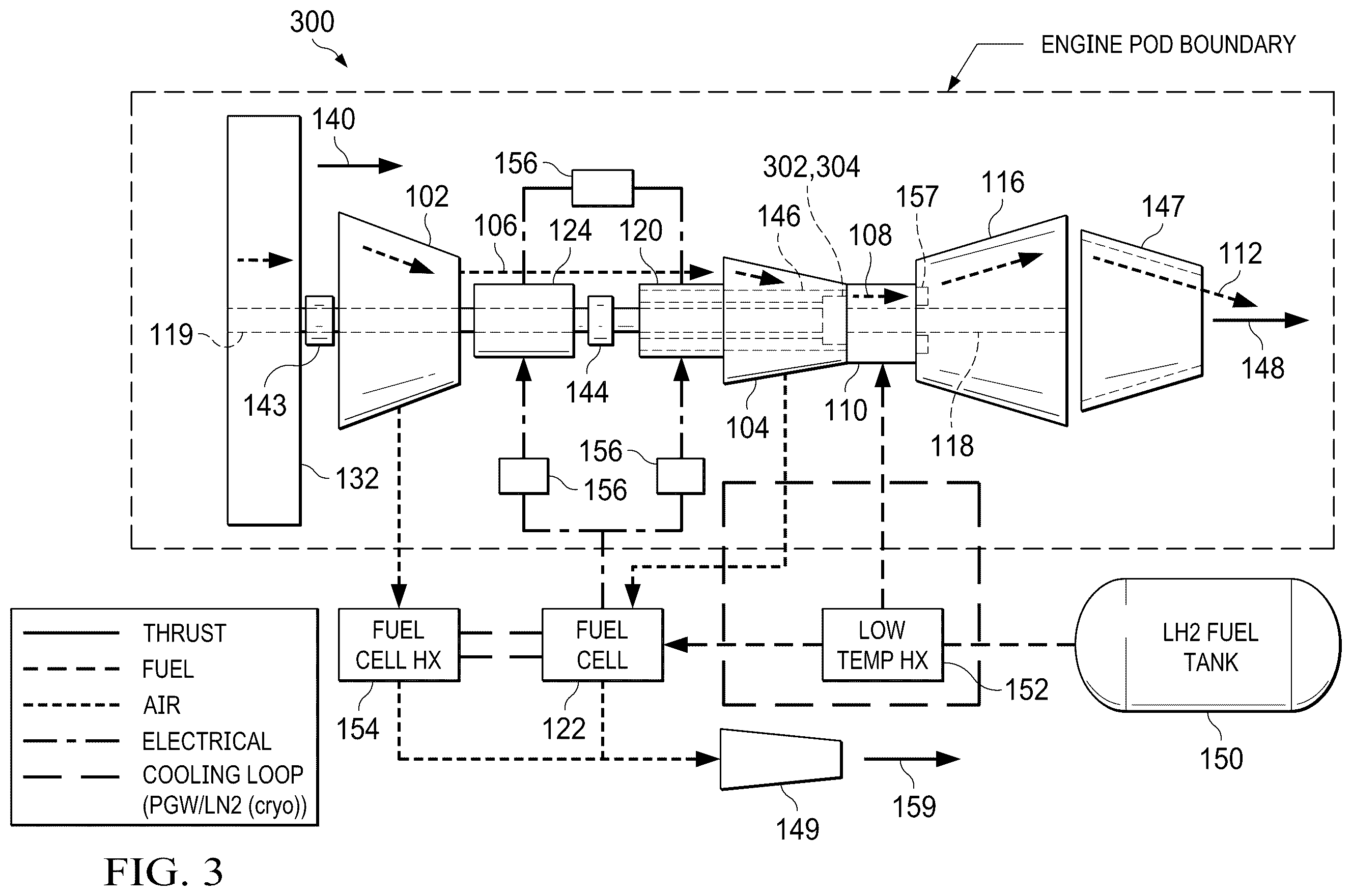 Patent US12139264 Figure 5 – Hybrid electric hydrogen fuel cell engine