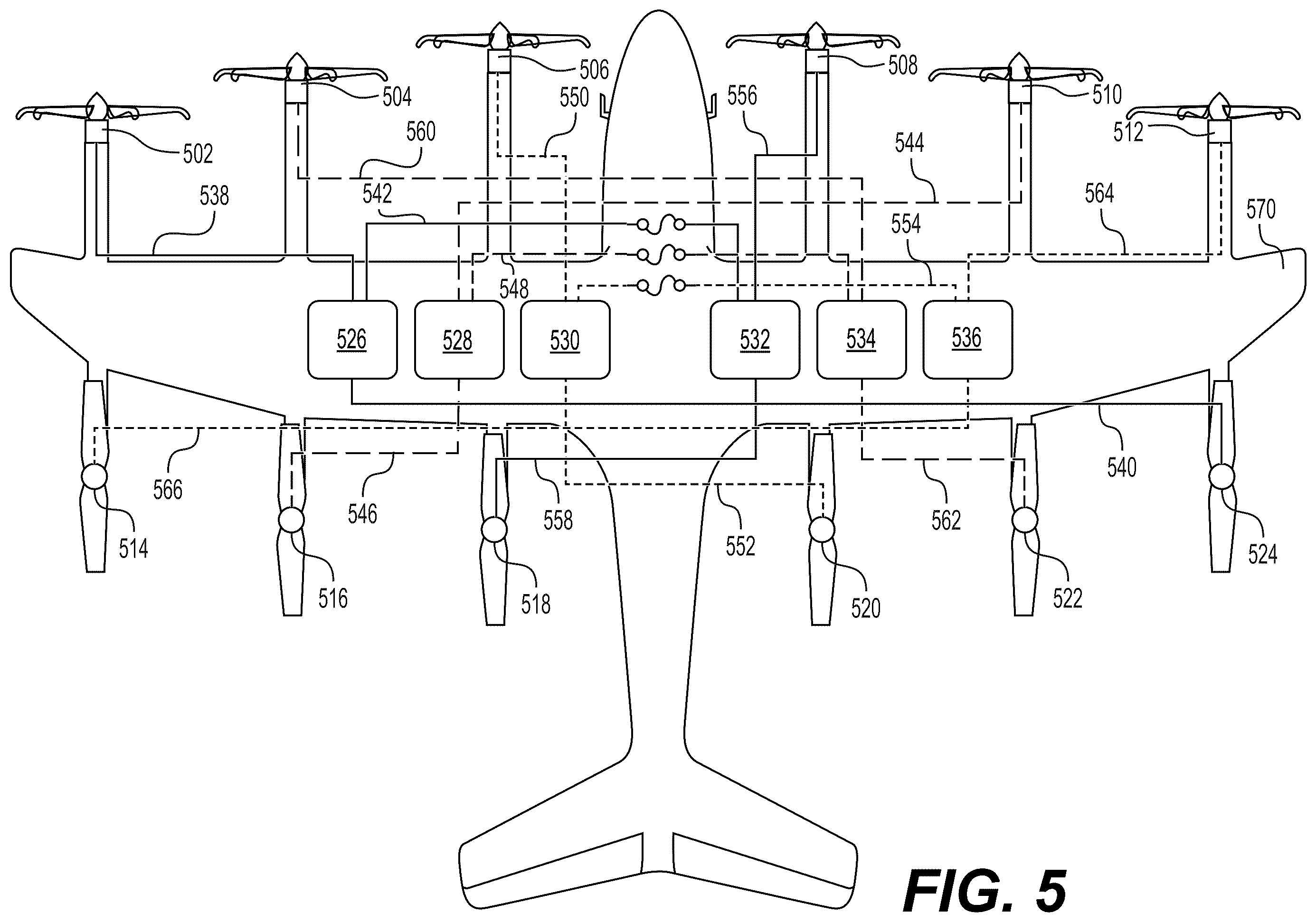 Patent US12139266 Figure 5 – Inverter circuits and electrical propulsion systems for eVTOL aircraft