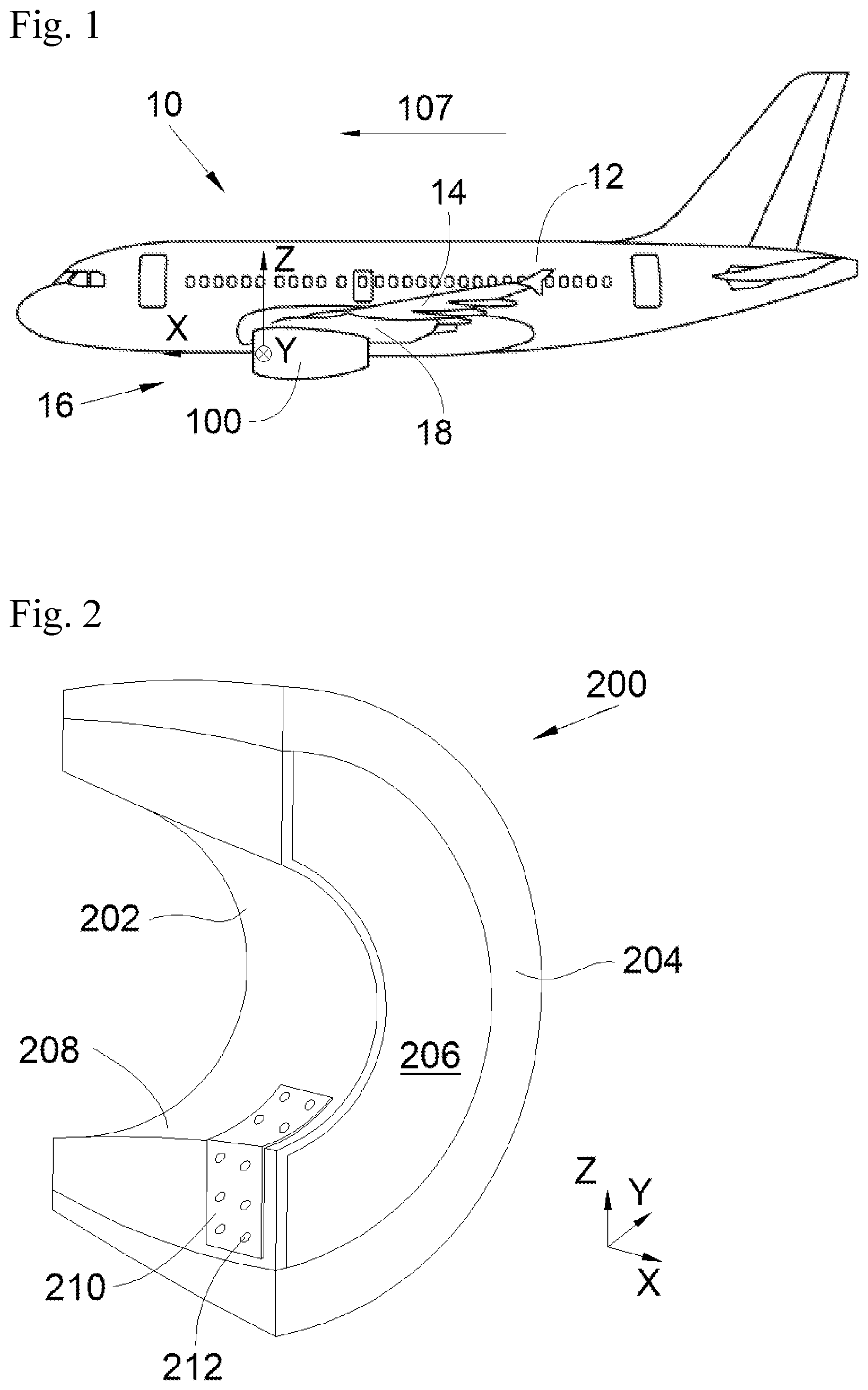 Patent US12139267 Figure 1 – Assembly for an aircraft nacelle and comprising a support panel, a thermal protection element and a fastening system