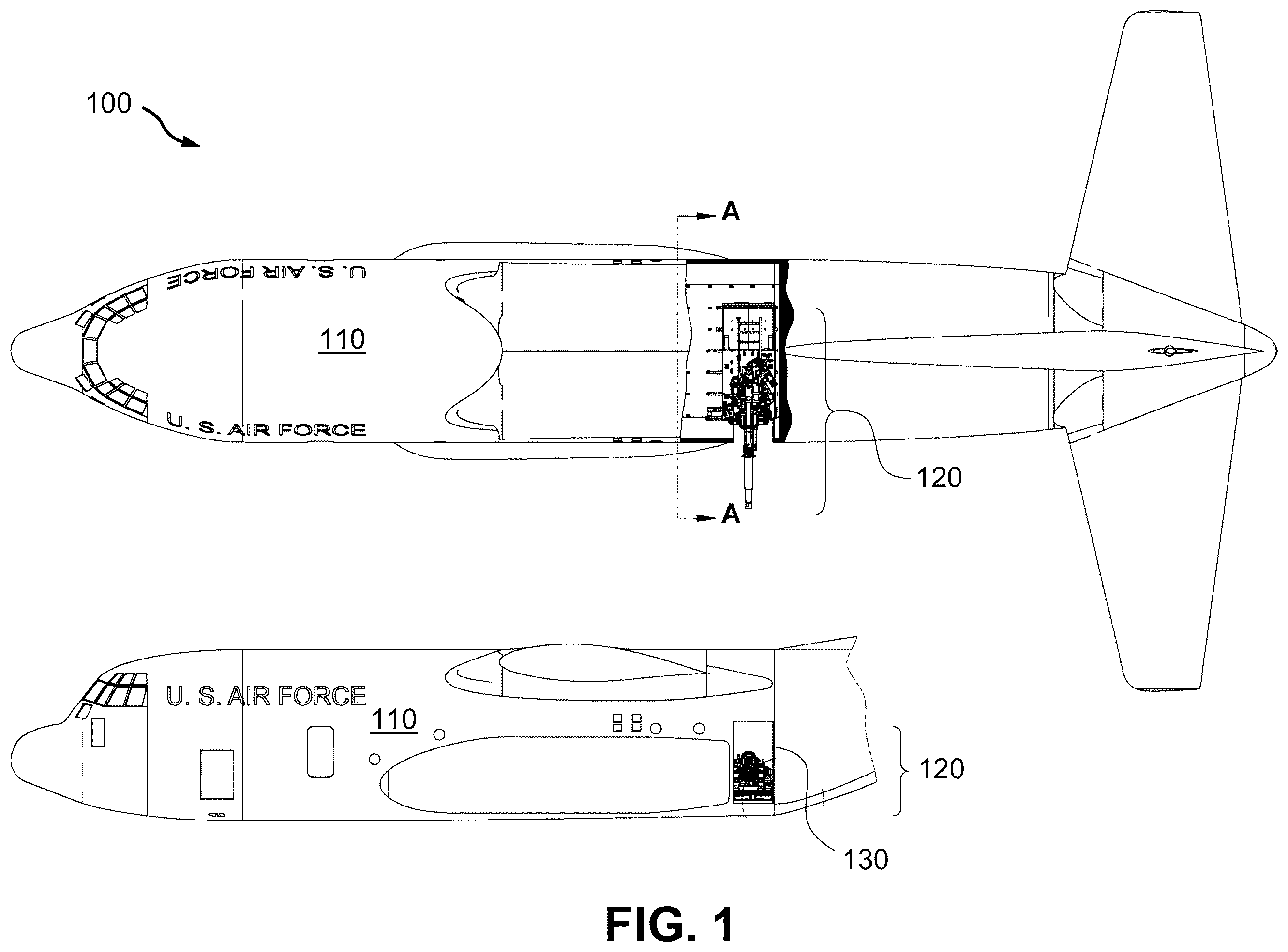 Patent US12139273 Figure 1 – Gun mount for ground attack aircraft