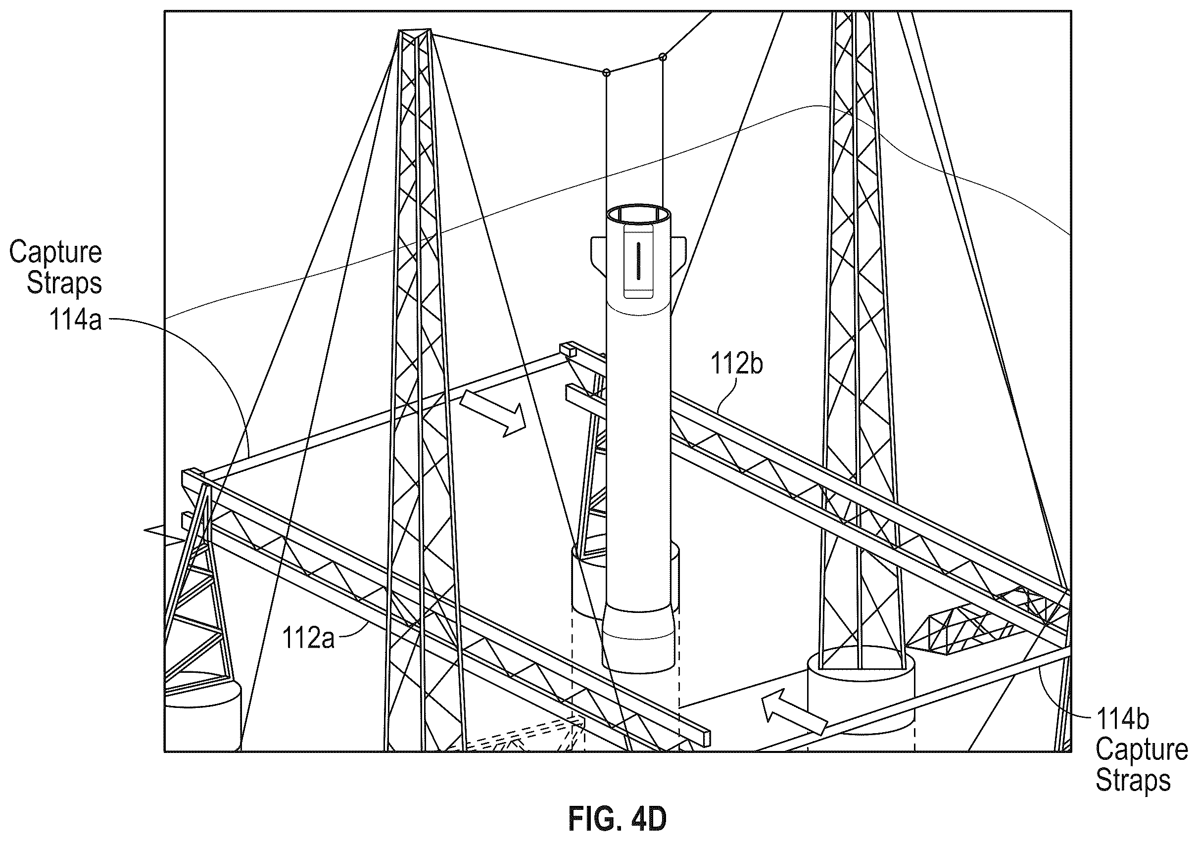Patent US12139278 Figure 9 – System for receiving a descending rocket on a semisubmersible vessel using a suspended cable