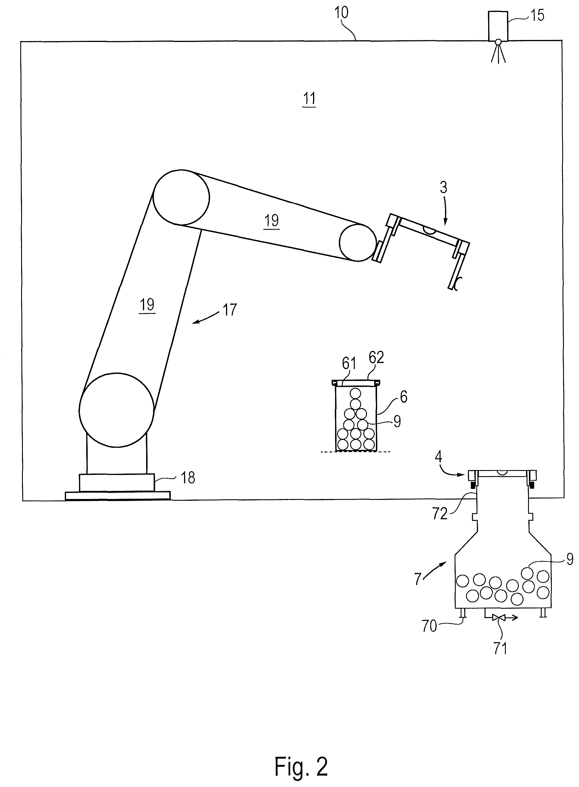 Patent US12139287 Figure 2 – System comprising containment equipment for the aseptic transfer of a powder