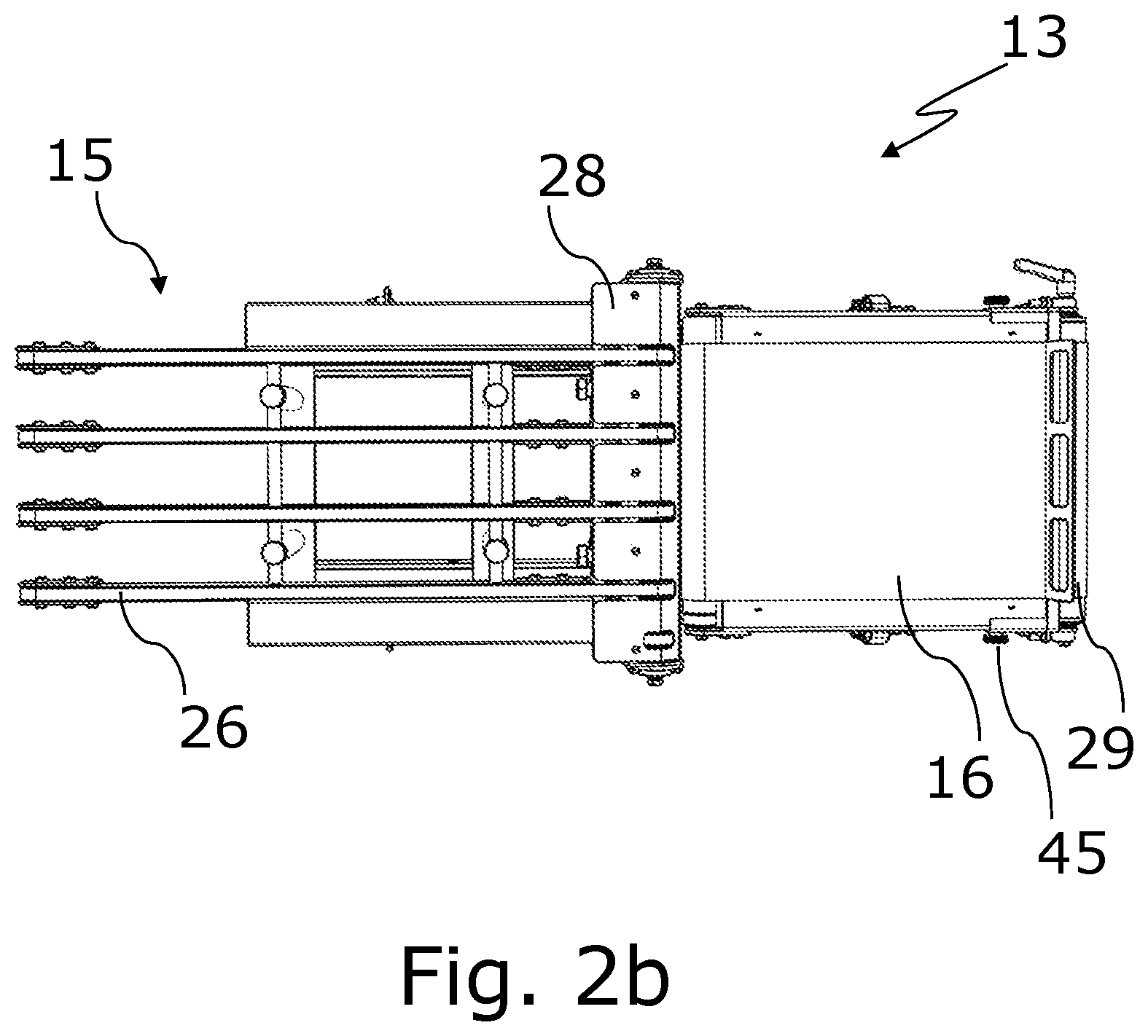 Patent US12139288 Figure 4 – Packaging machine comprising an integrated cleaning aid