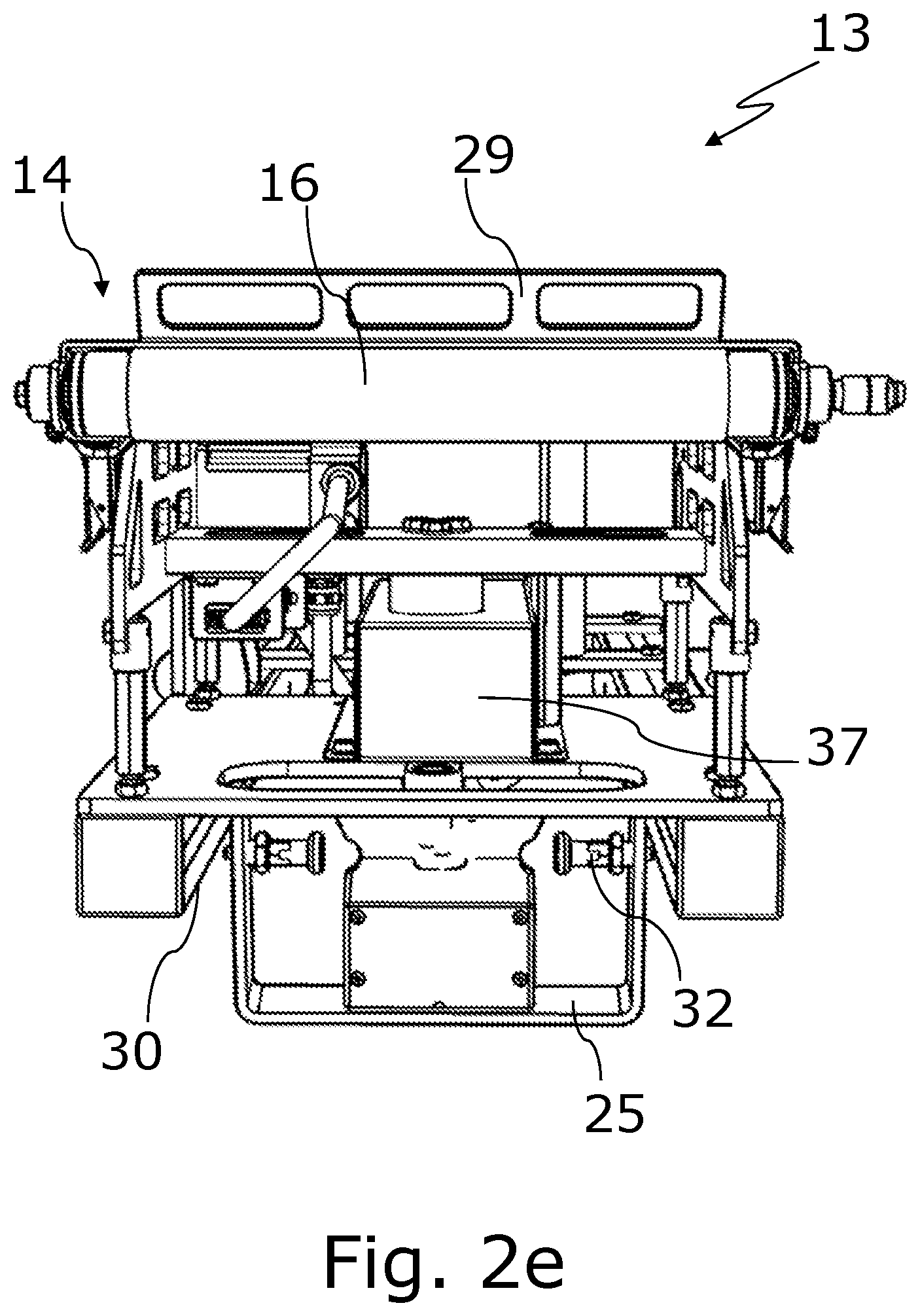 Patent US12139288 Figure 7 – Packaging machine comprising an integrated cleaning aid