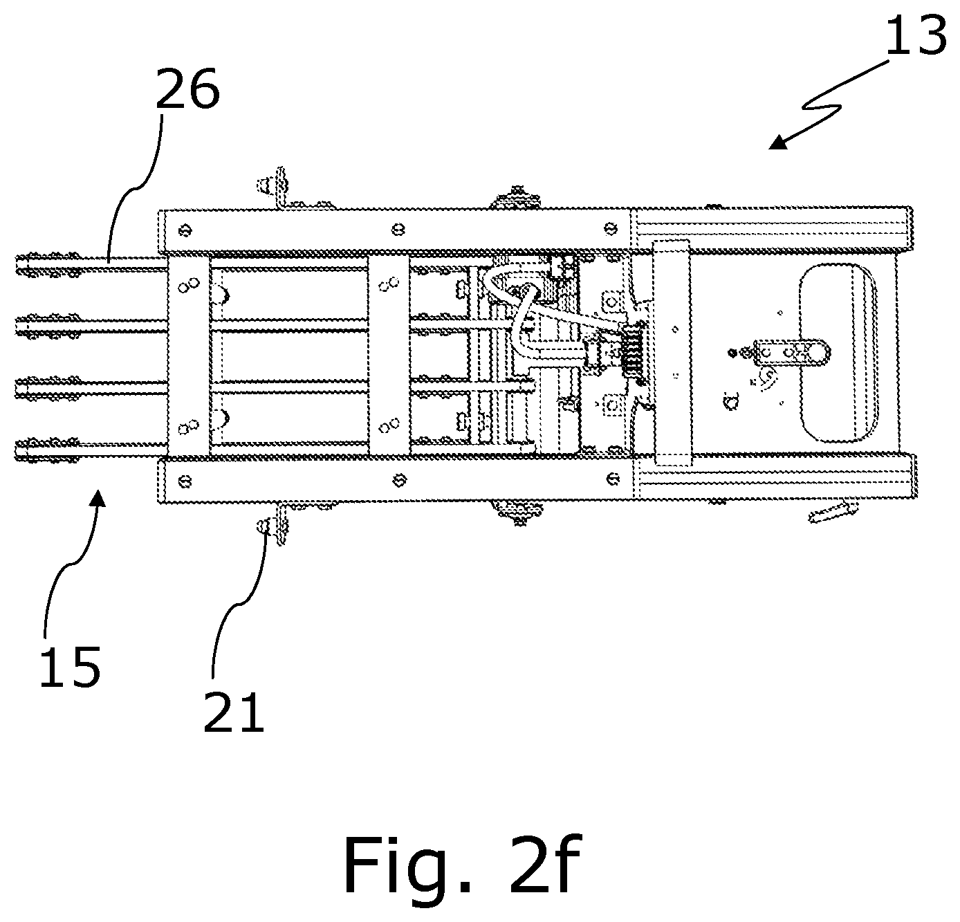 Patent US12139288 Figure 8 – Packaging machine comprising an integrated cleaning aid