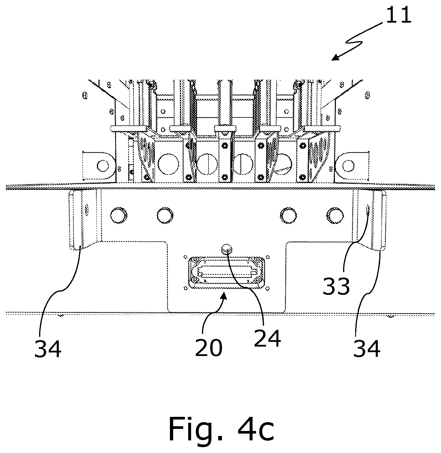 Patent US12139288 Figure 13 – Packaging machine comprising an integrated cleaning aid