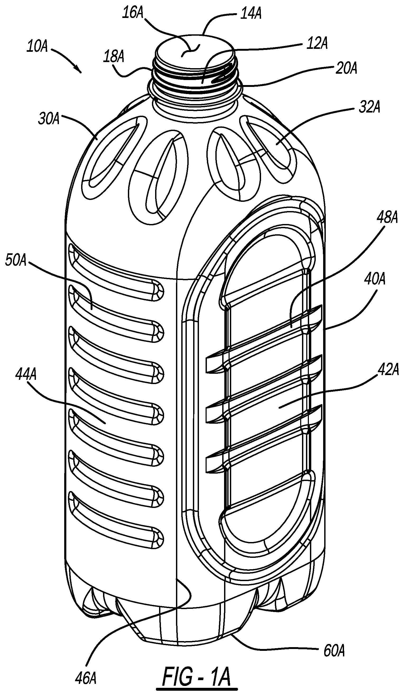 Patent US12139296 Figure 1 – Multi-serve container with oval cross-section