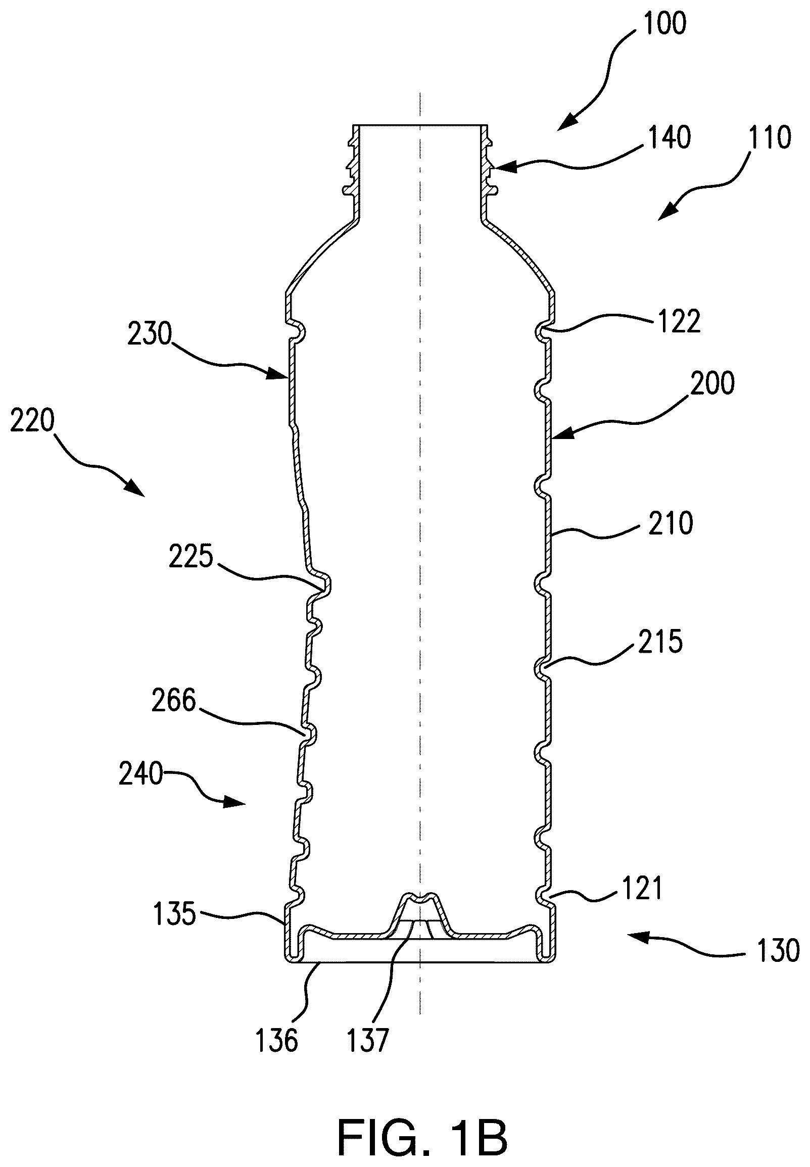 Patent US12139298 Figure 2 – Hot-fillable plastic container