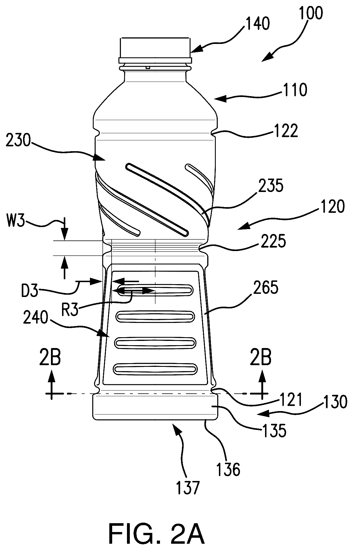 Patent US12139298 Figure 4 – Hot-fillable plastic container