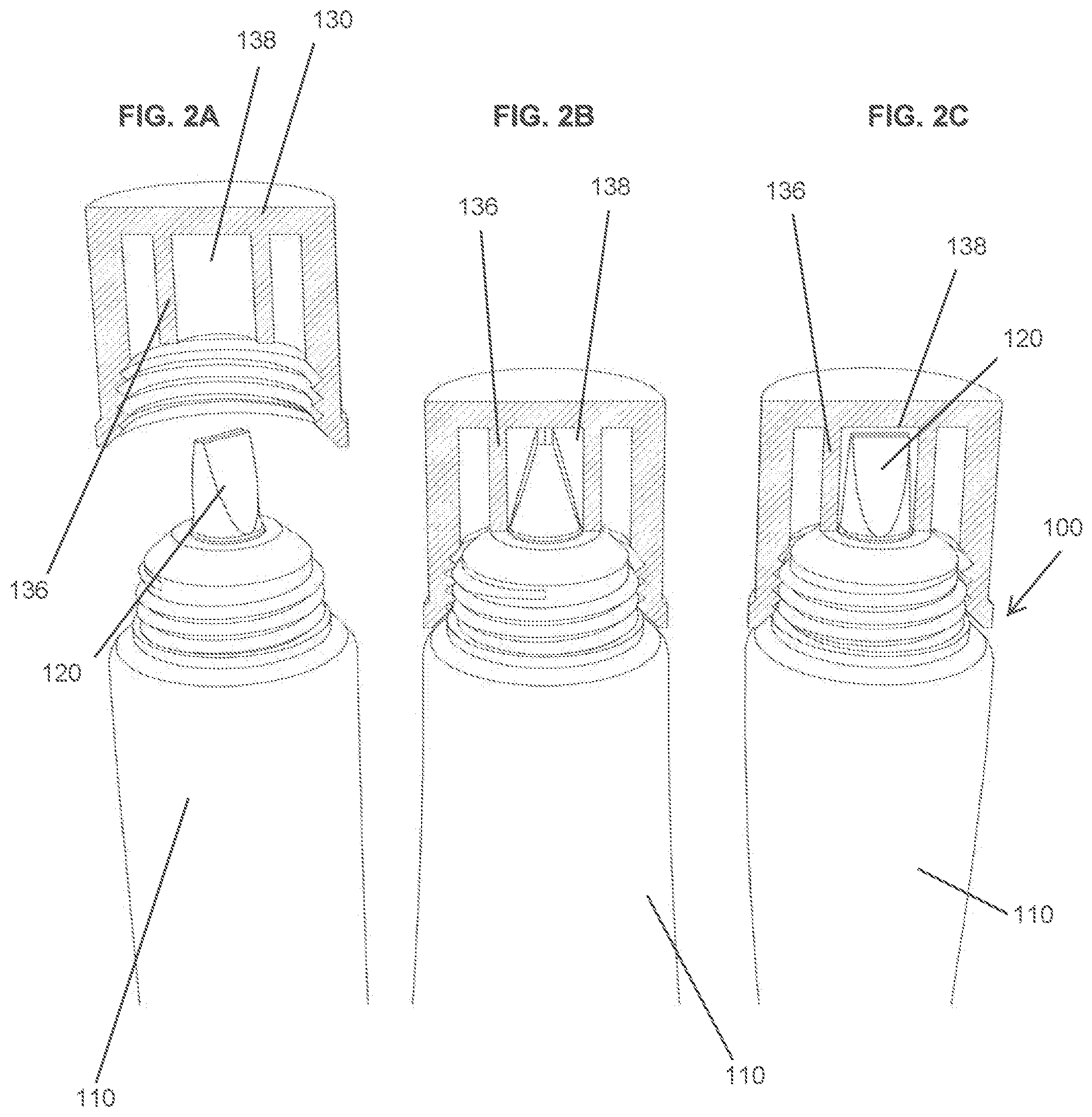 Patent US12139307 Figure 2 – Container comprising a duckbill valve and a leak-resistant closure mechanism