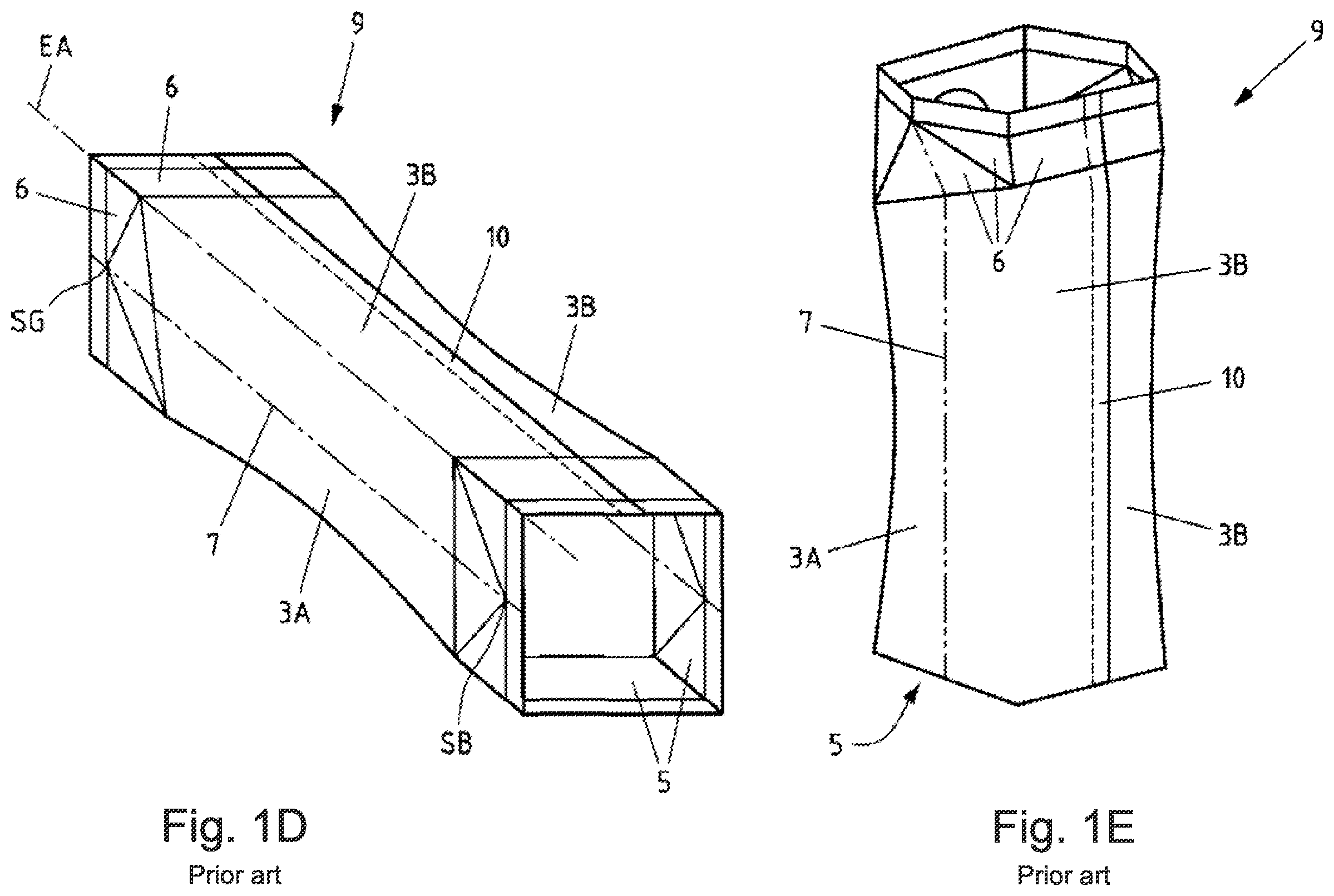 Patent US12139310 Figure 4 – Flat-shaped composite material, package sleeve and package with curved edges