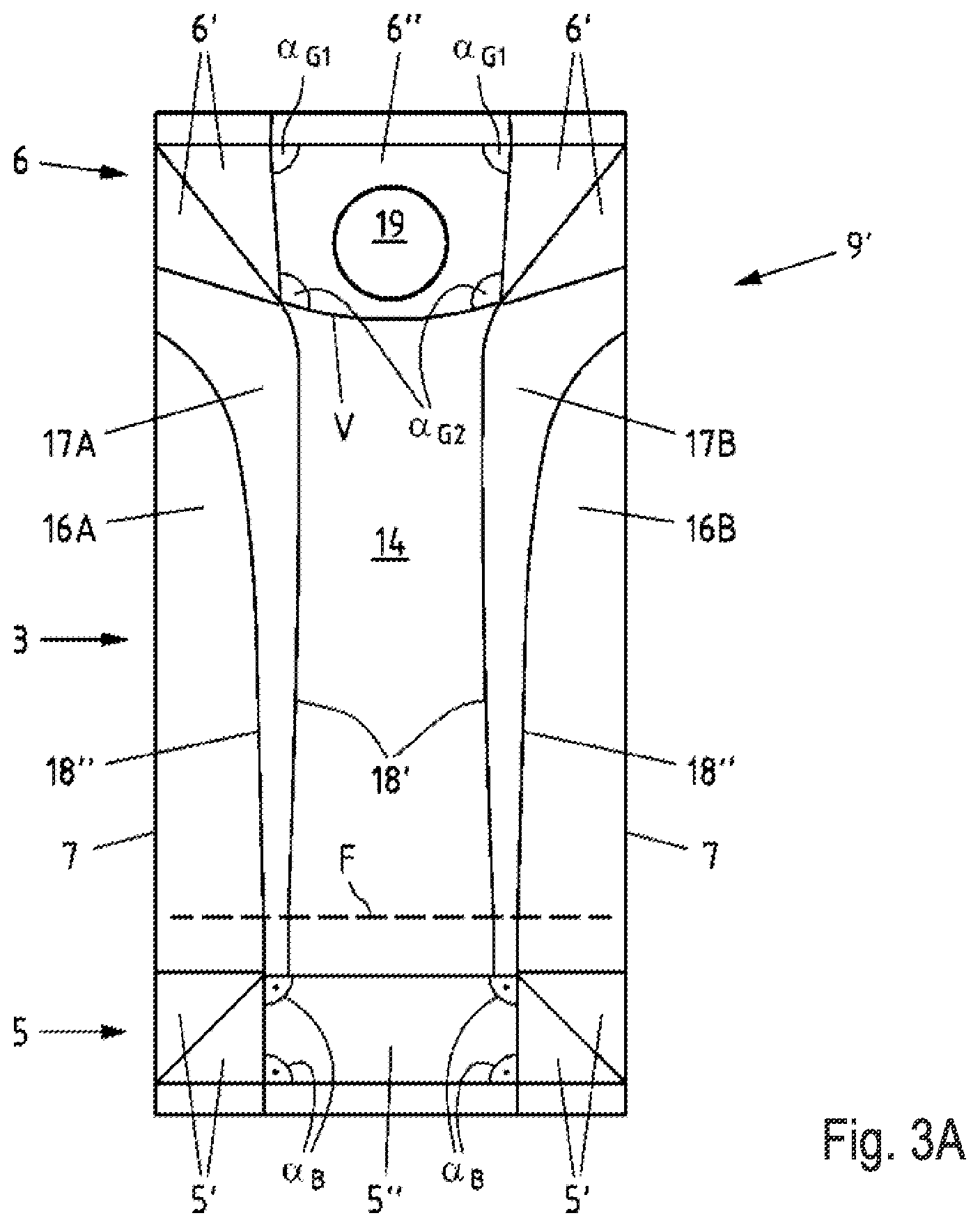 Patent US12139310 Figure 9 – Flat-shaped composite material, package sleeve and package with curved edges