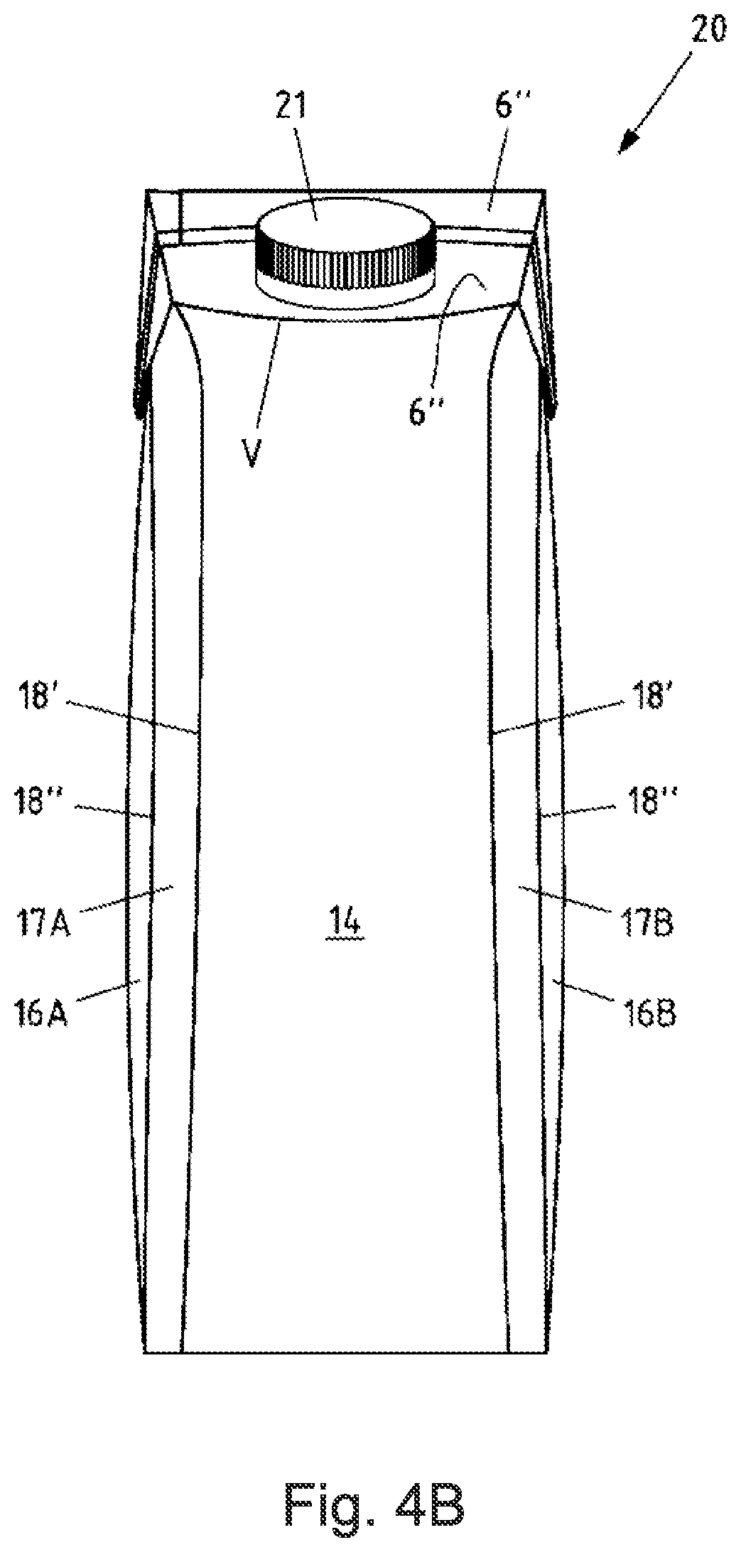 Patent US12139310 Figure 12 – Flat-shaped composite material, package sleeve and package with curved edges