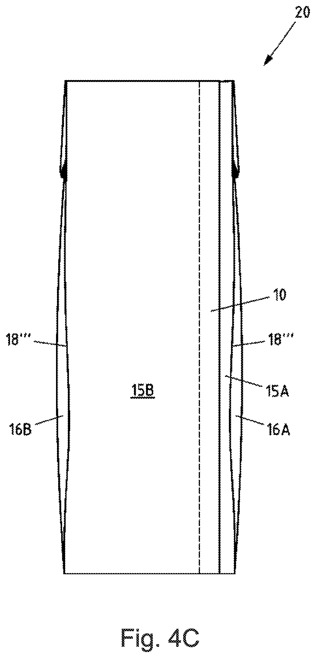 Patent US12139310 Figure 13 – Flat-shaped composite material, package sleeve and package with curved edges
