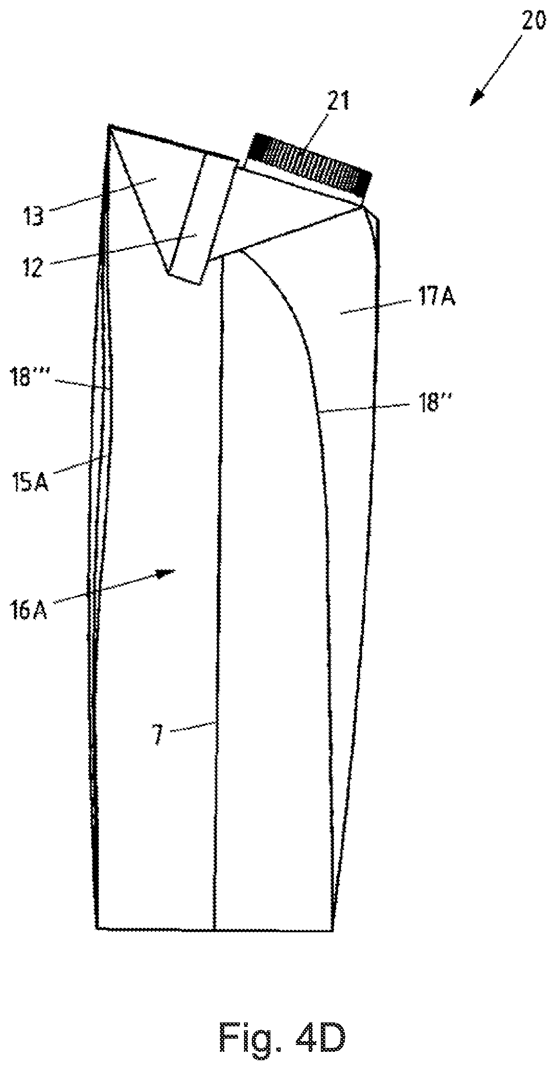 Patent US12139310 Figure 14 – Flat-shaped composite material, package sleeve and package with curved edges