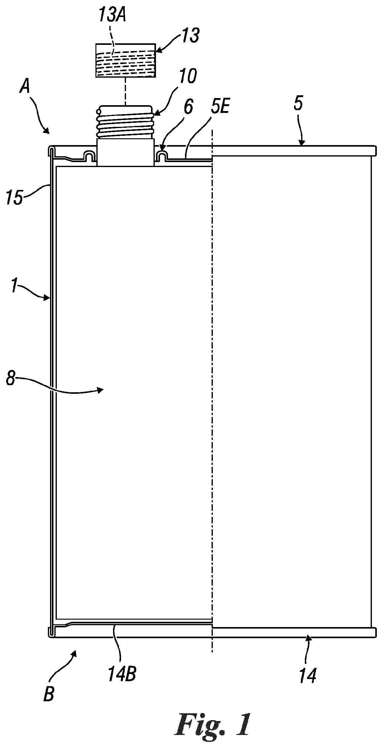 Patent US12139318 Figure 1 – Container for liquid food substances, in particular alcoholic beverages