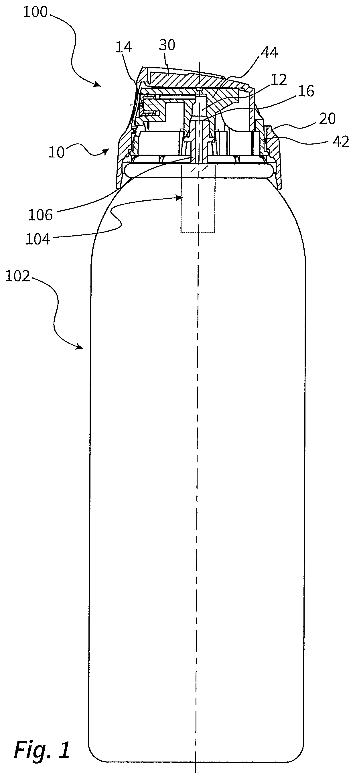 Patent US12139320 Figure 1 – Spray head, and dispenser having such a spray head