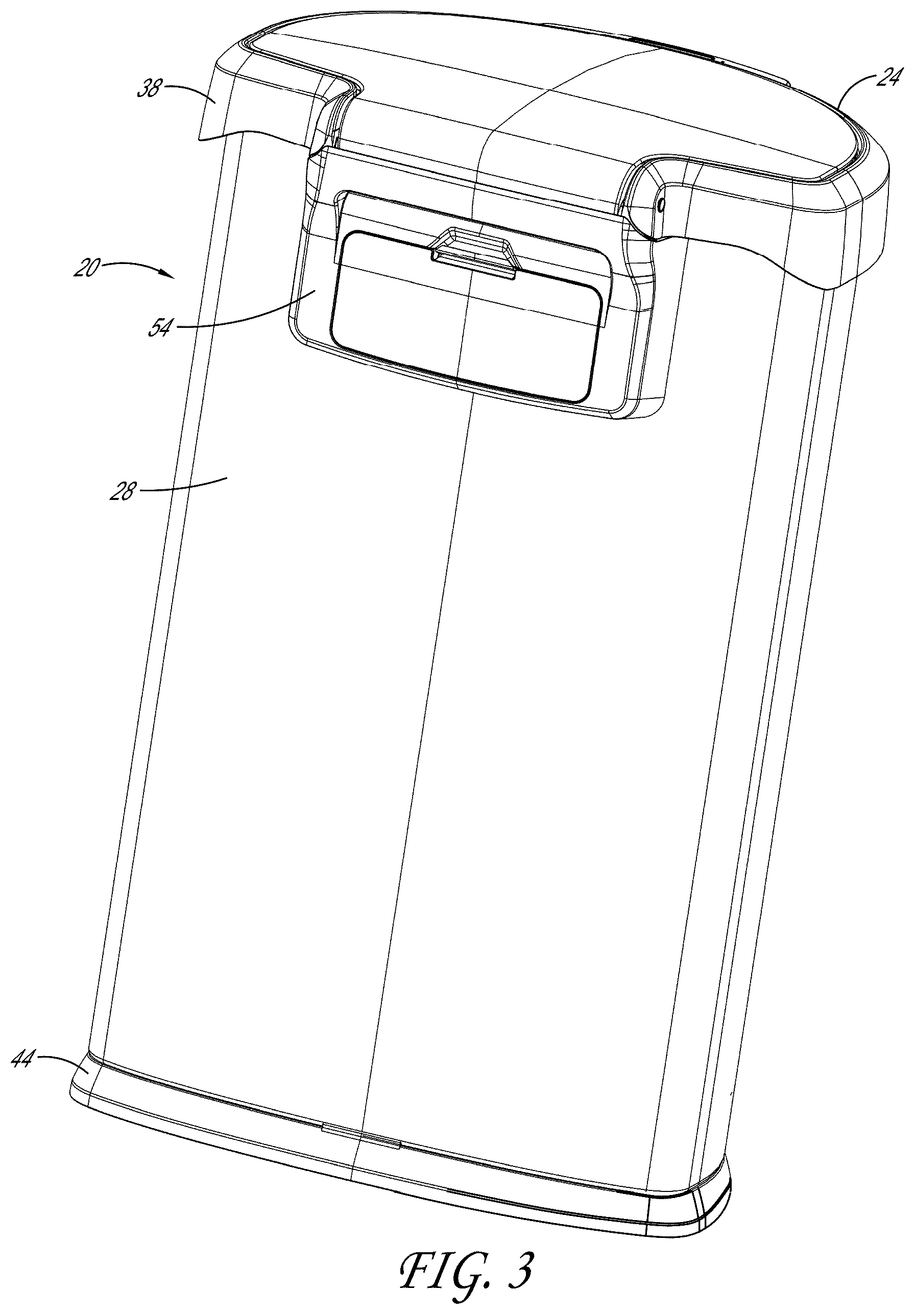 Patent US12139328 Figure 3 – Ultrasonic sensing trash can