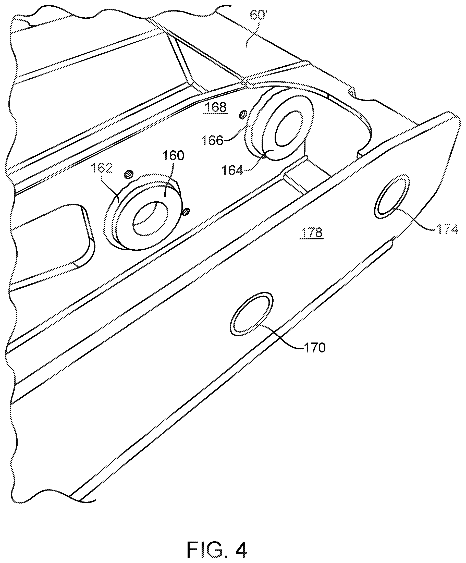 Patent US12139330 Figure 4 – Refuse collection vehicle having slide and sweep mechanism with bolt-in bushings