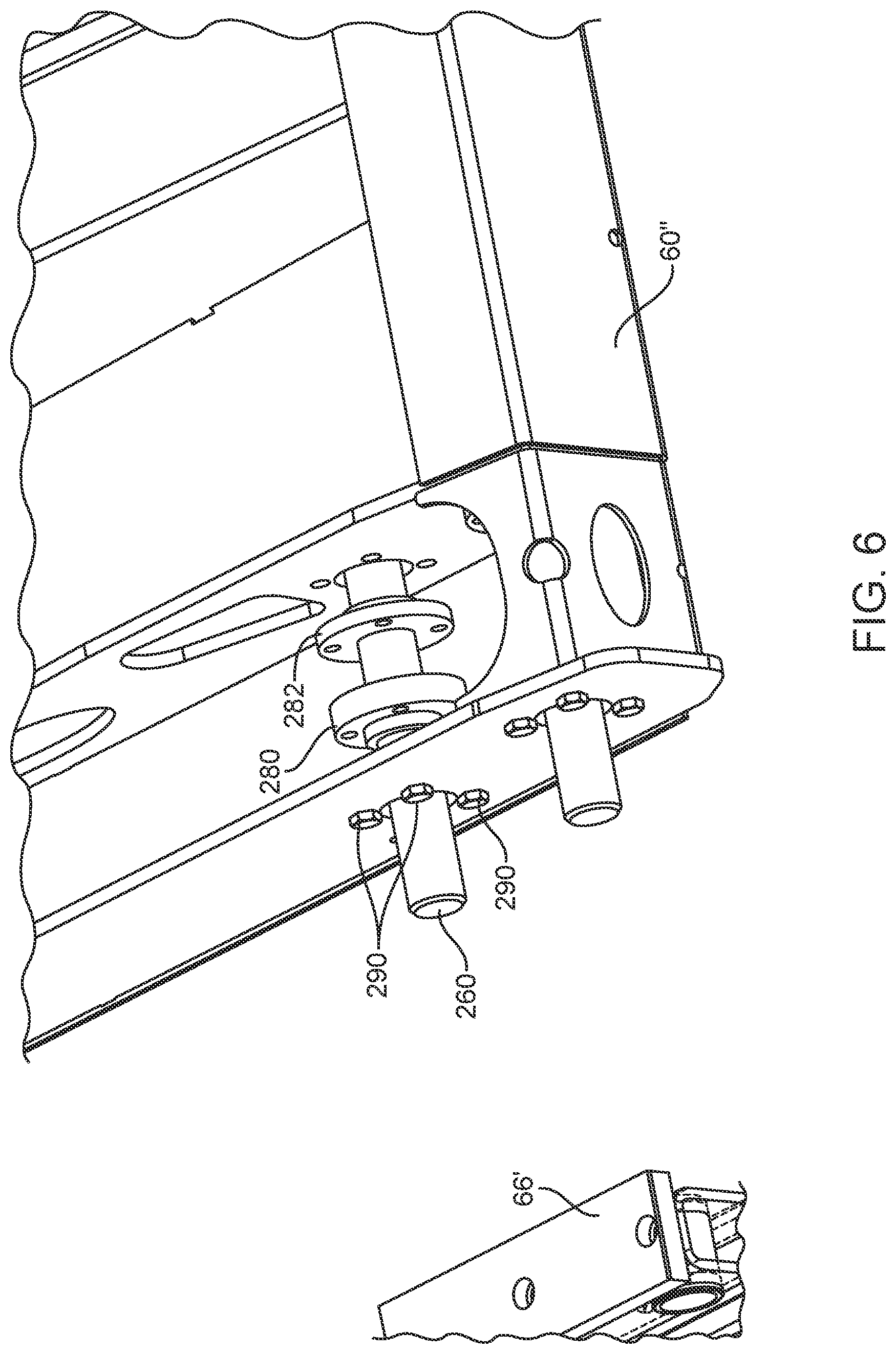 Patent US12139330 Figure 6 – Refuse collection vehicle having slide and sweep mechanism with bolt-in bushings