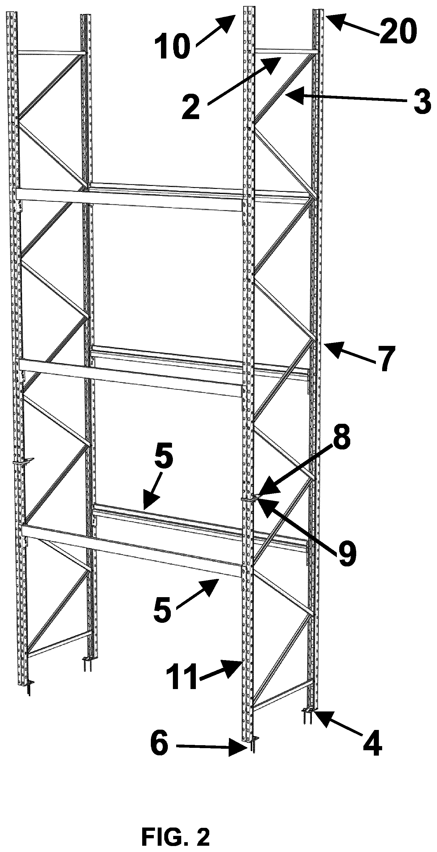 Patent US12139332 Figure 2 – Bolted rack bracket assembly and repair process