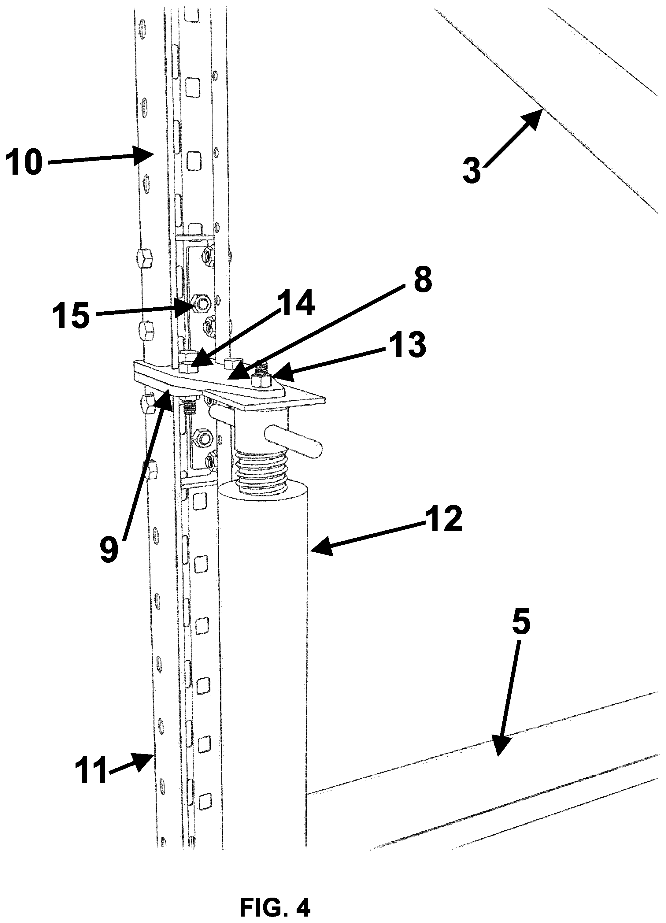 Patent US12139332 Figure 4 – Bolted rack bracket assembly and repair process