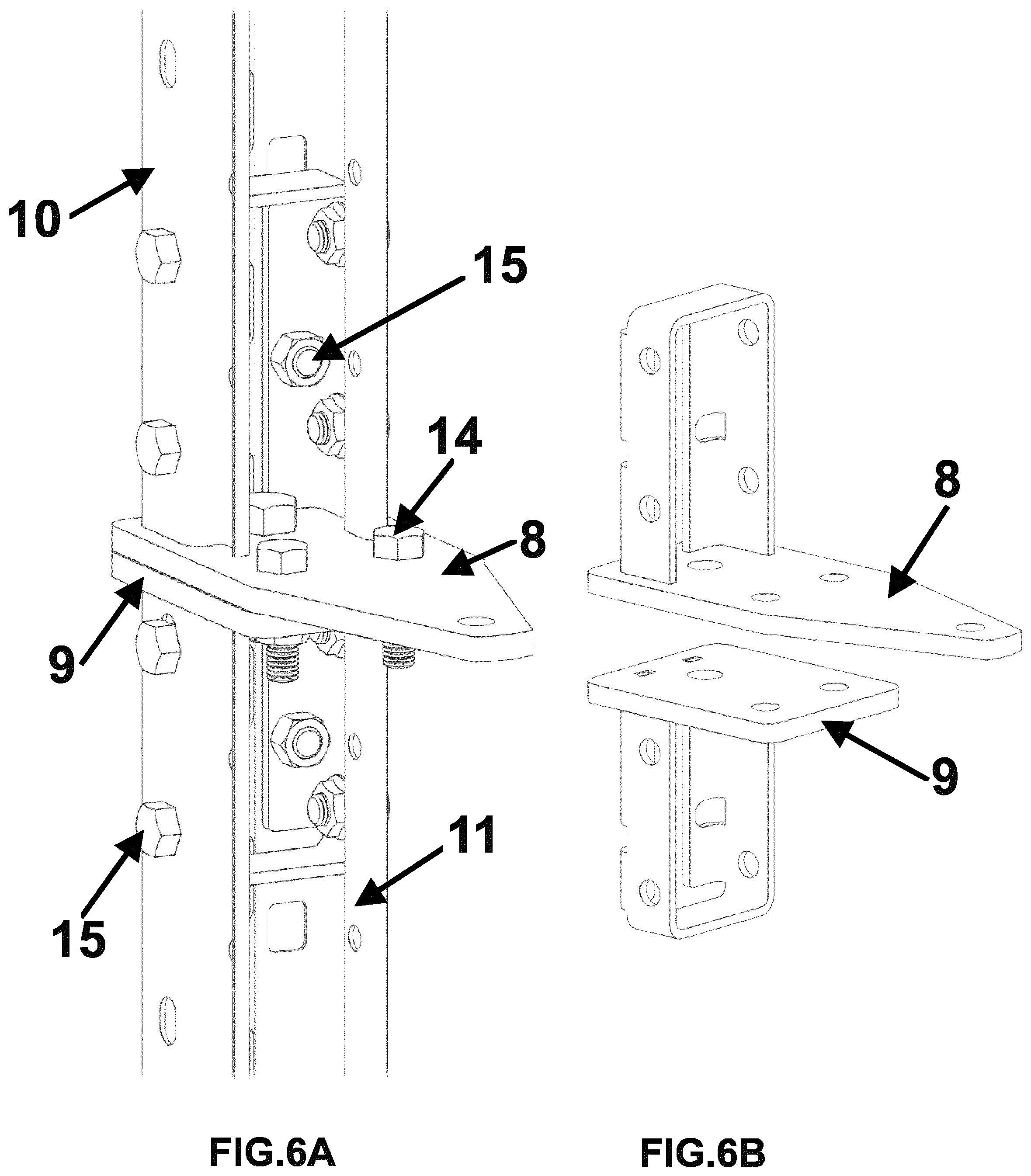Patent US12139332 Figure 6 – Bolted rack bracket assembly and repair process