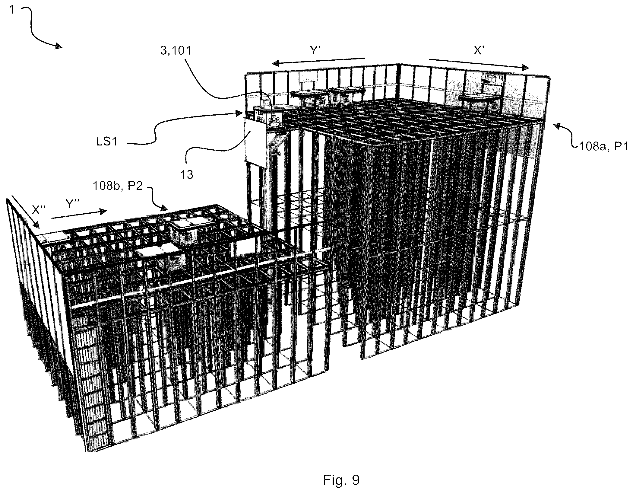 Patent US12139336 Figure 7 – Transport of container handling vehicles between storage grids of different heights