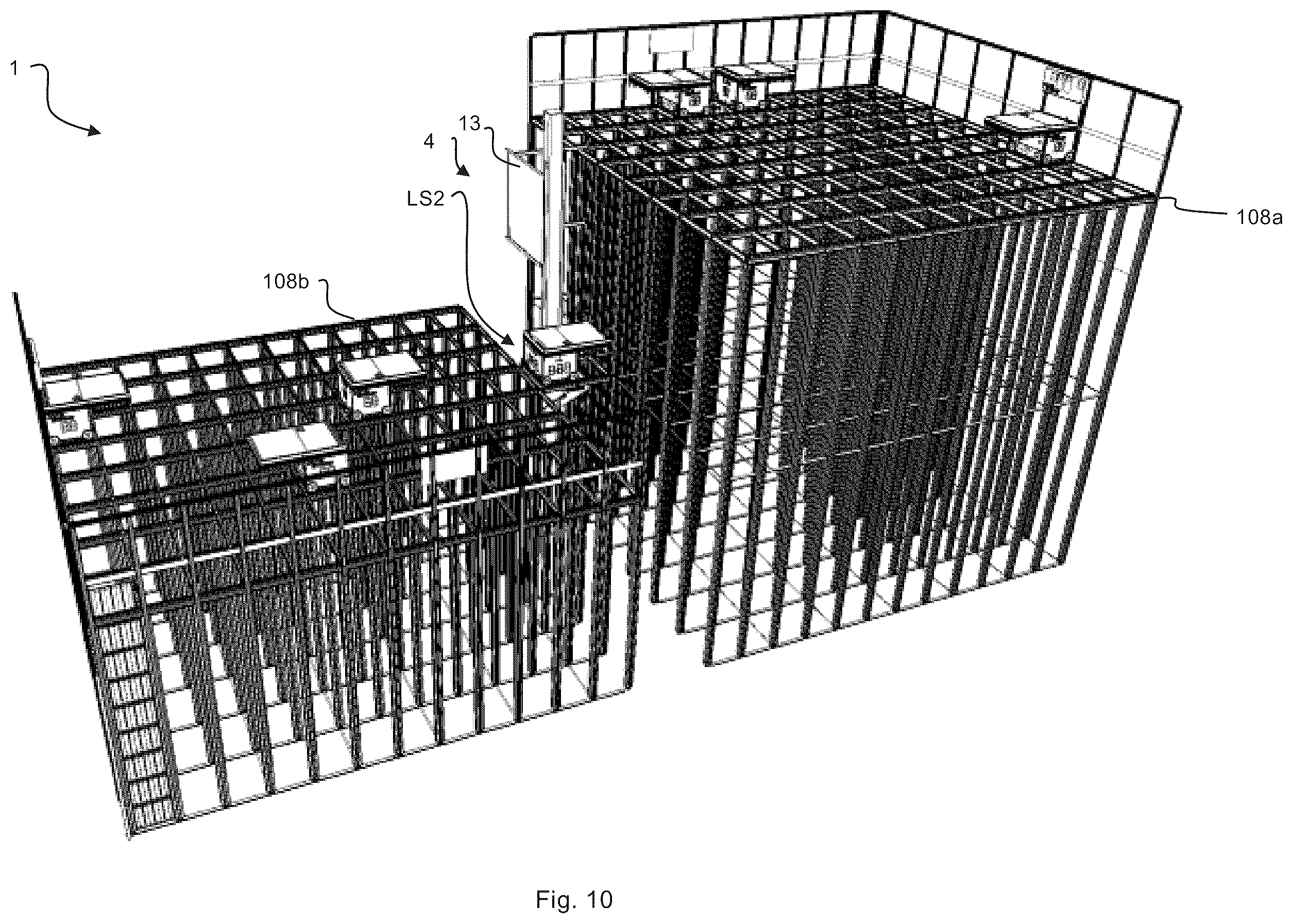 Patent US12139336 Figure 8 – Transport of container handling vehicles between storage grids of different heights