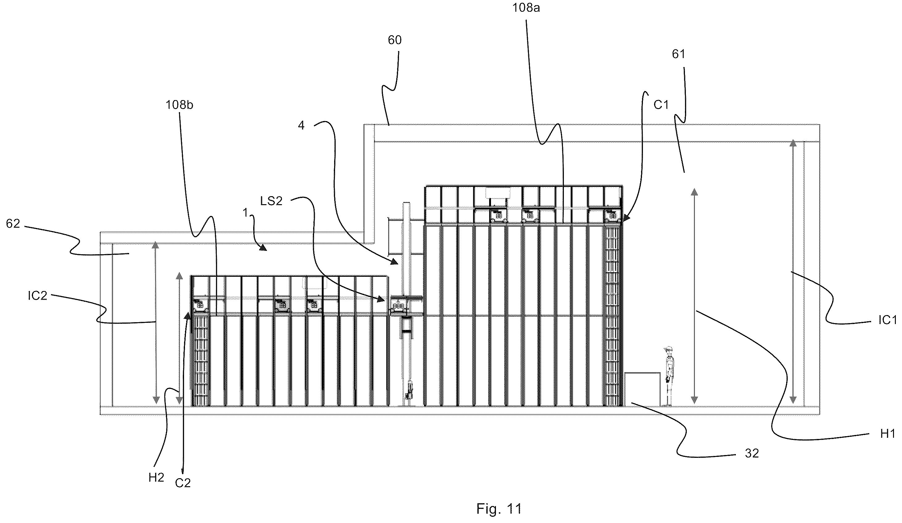 Patent US12139336 Figure 9 – Transport of container handling vehicles between storage grids of different heights