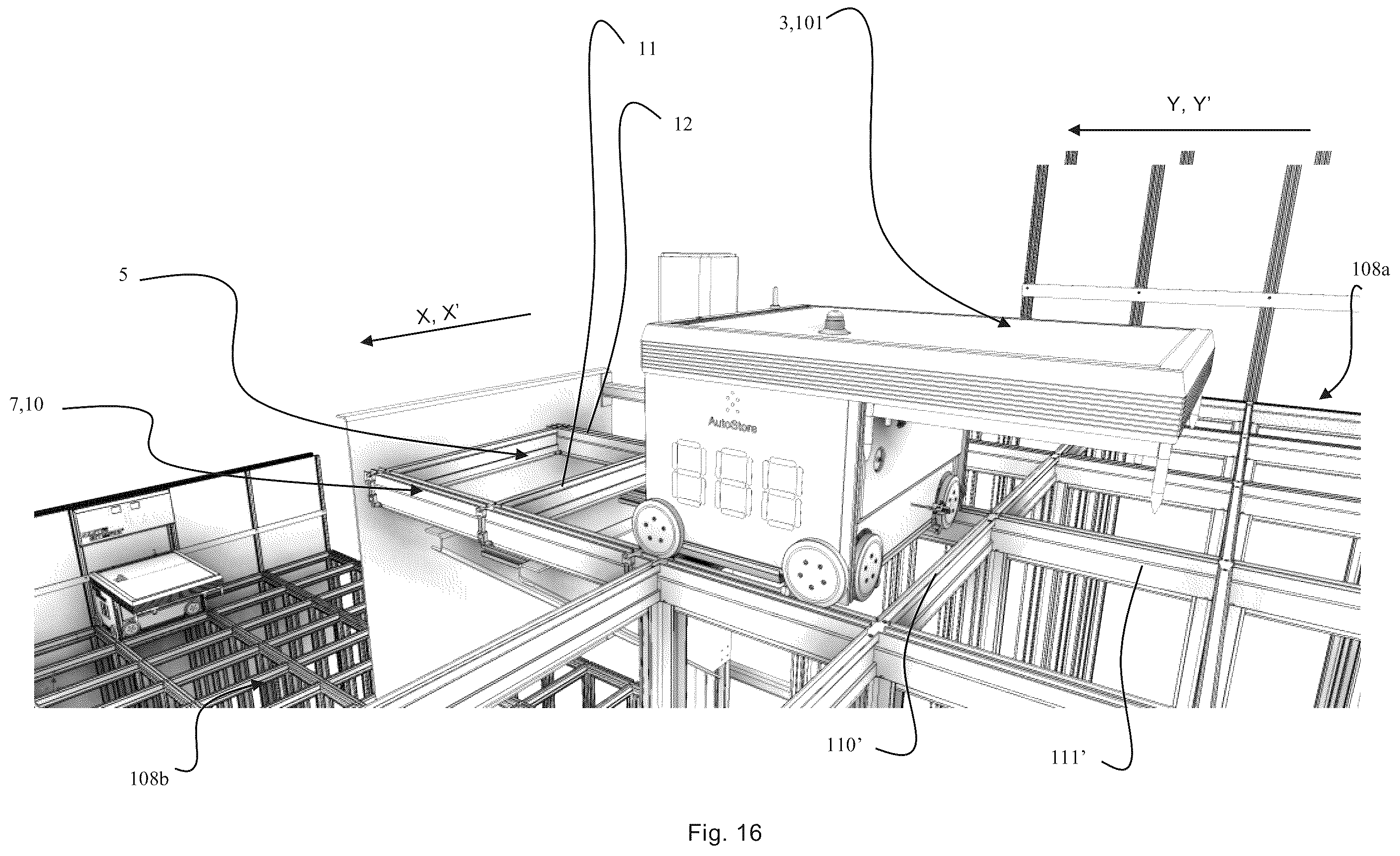 Patent US12139336 Figure 14 – Transport of container handling vehicles between storage grids of different heights