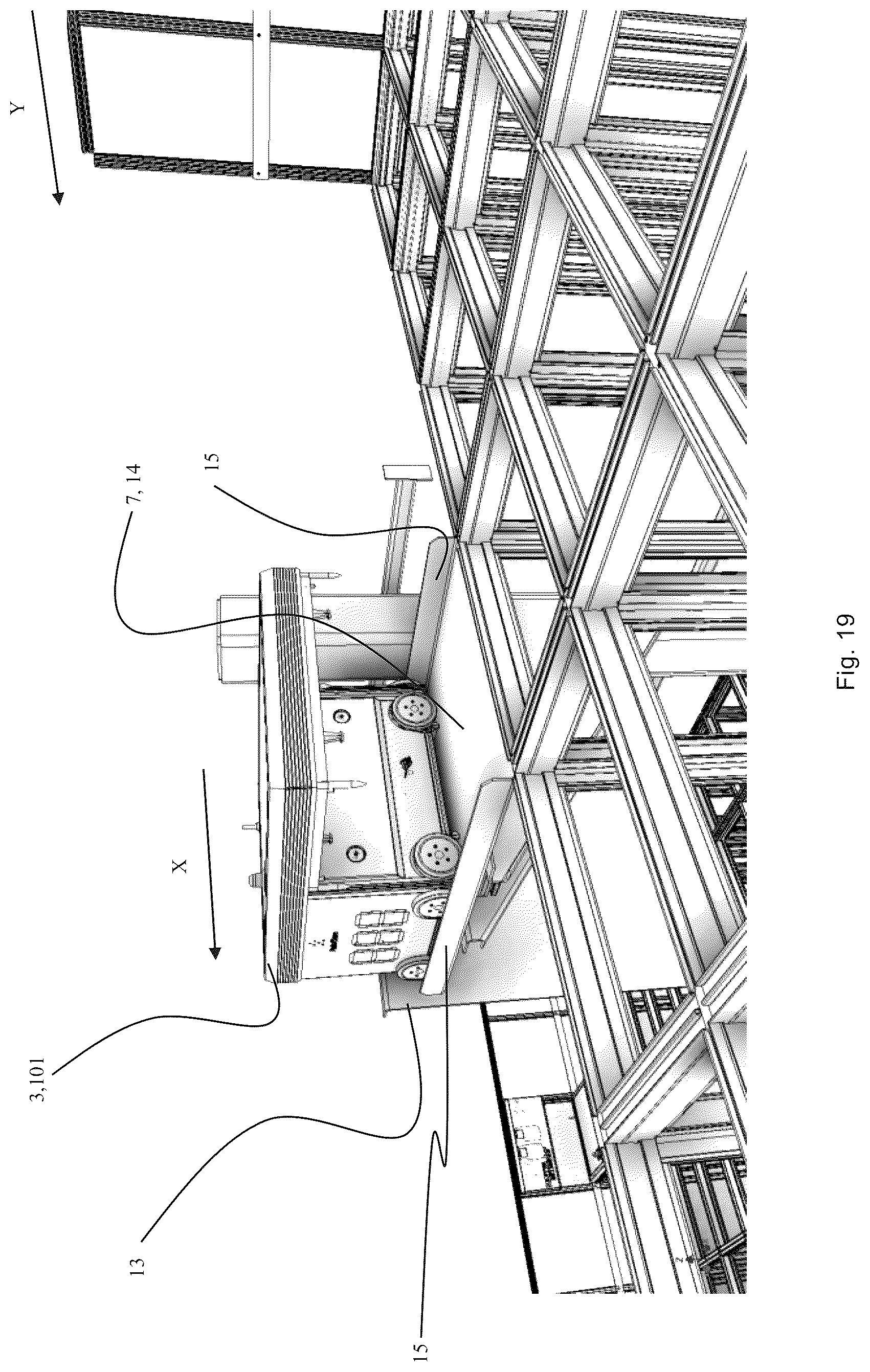 Patent US12139336 Figure 17 – Transport of container handling vehicles between storage grids of different heights