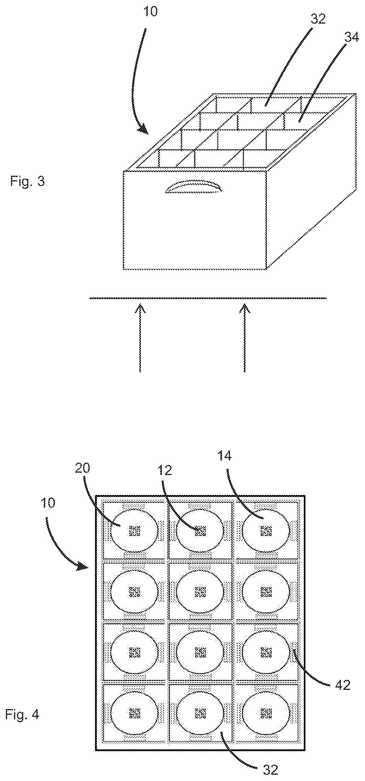 Patent US12139344 Figure 2 – Beverage crate with centring function for bottles and additional recess for serialisation application