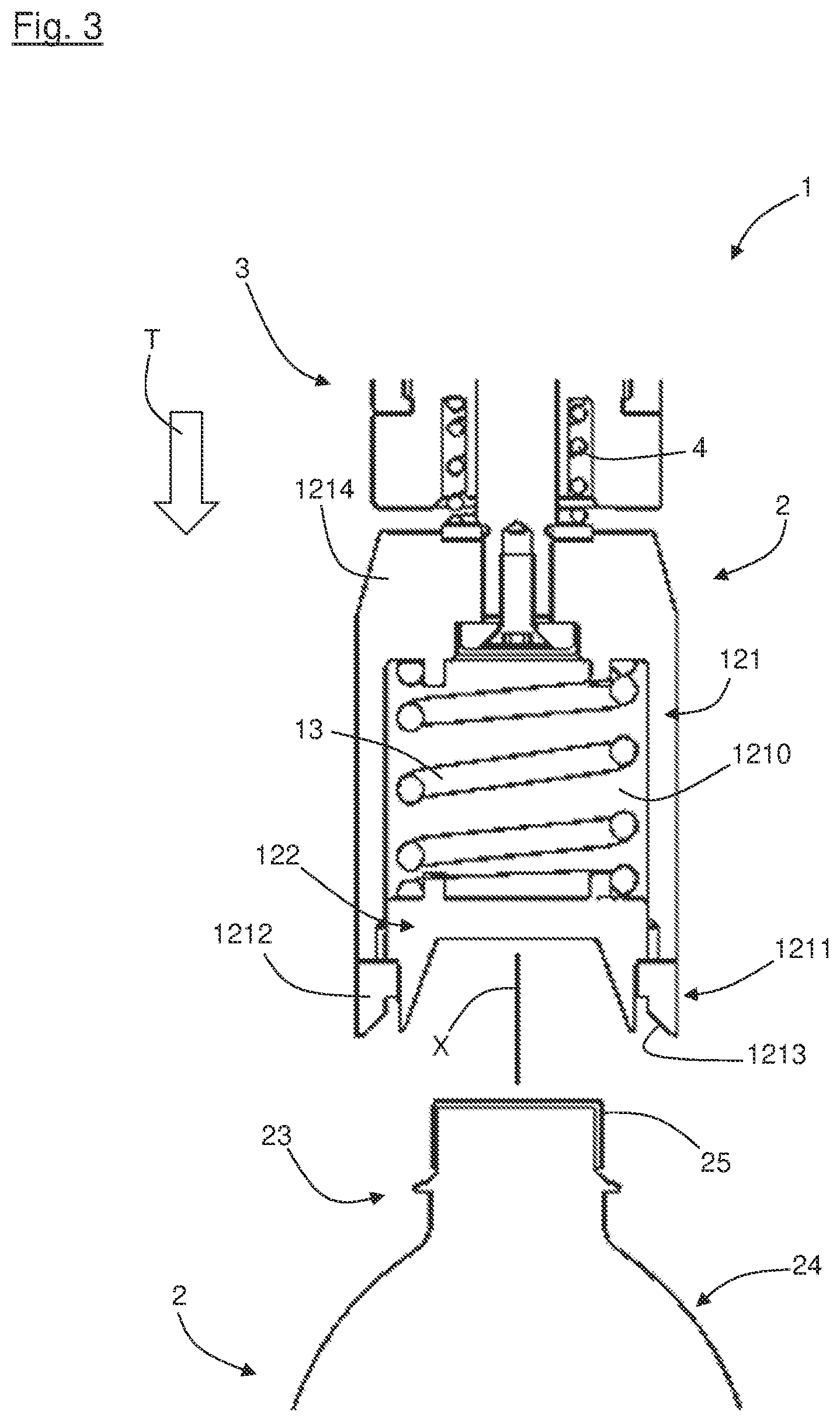 Patent US12139345 Figure 3 – Container bottom inversion device
