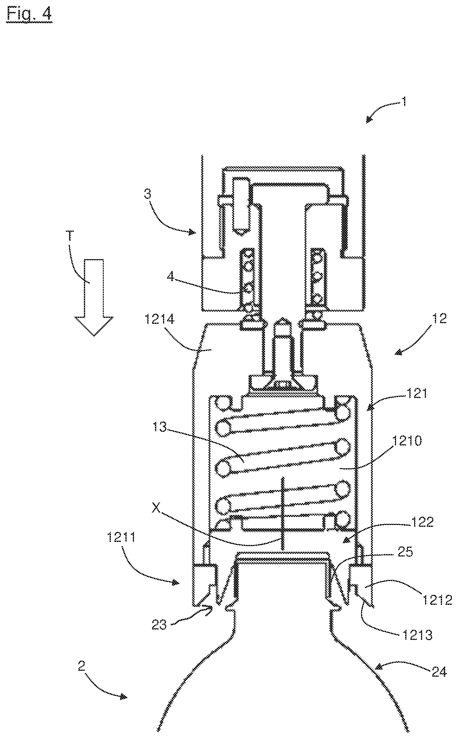 Patent US12139345 Figure 4 – Container bottom inversion device