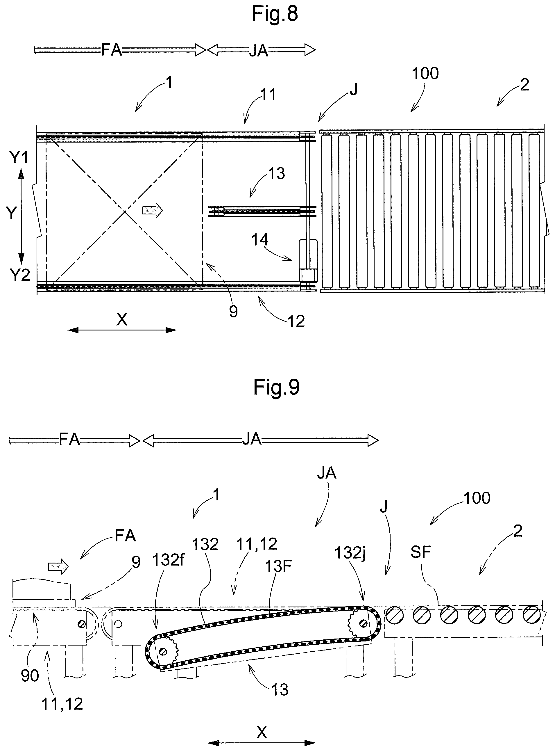 Patent US12139347 Figure 5 – Article transport facility