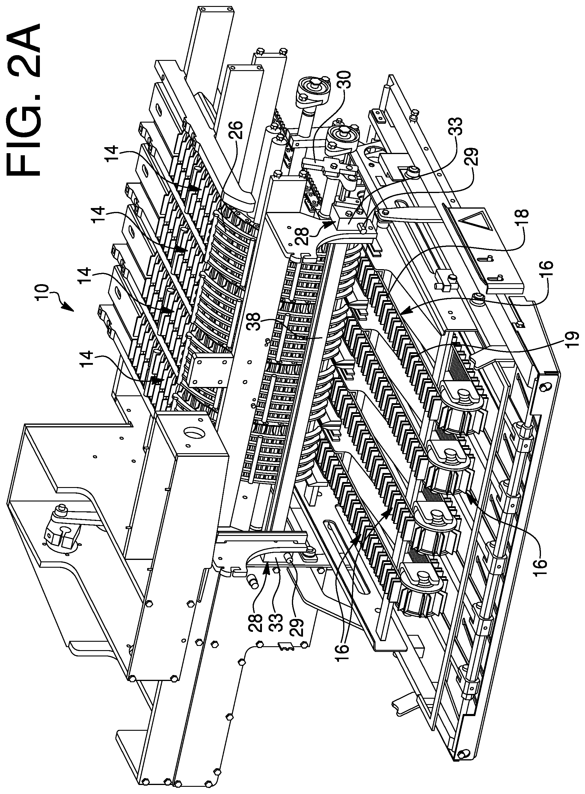 Patent US12139348 Figure 2 – Direct transfer loading apparatus for tubular food articles and method of operation